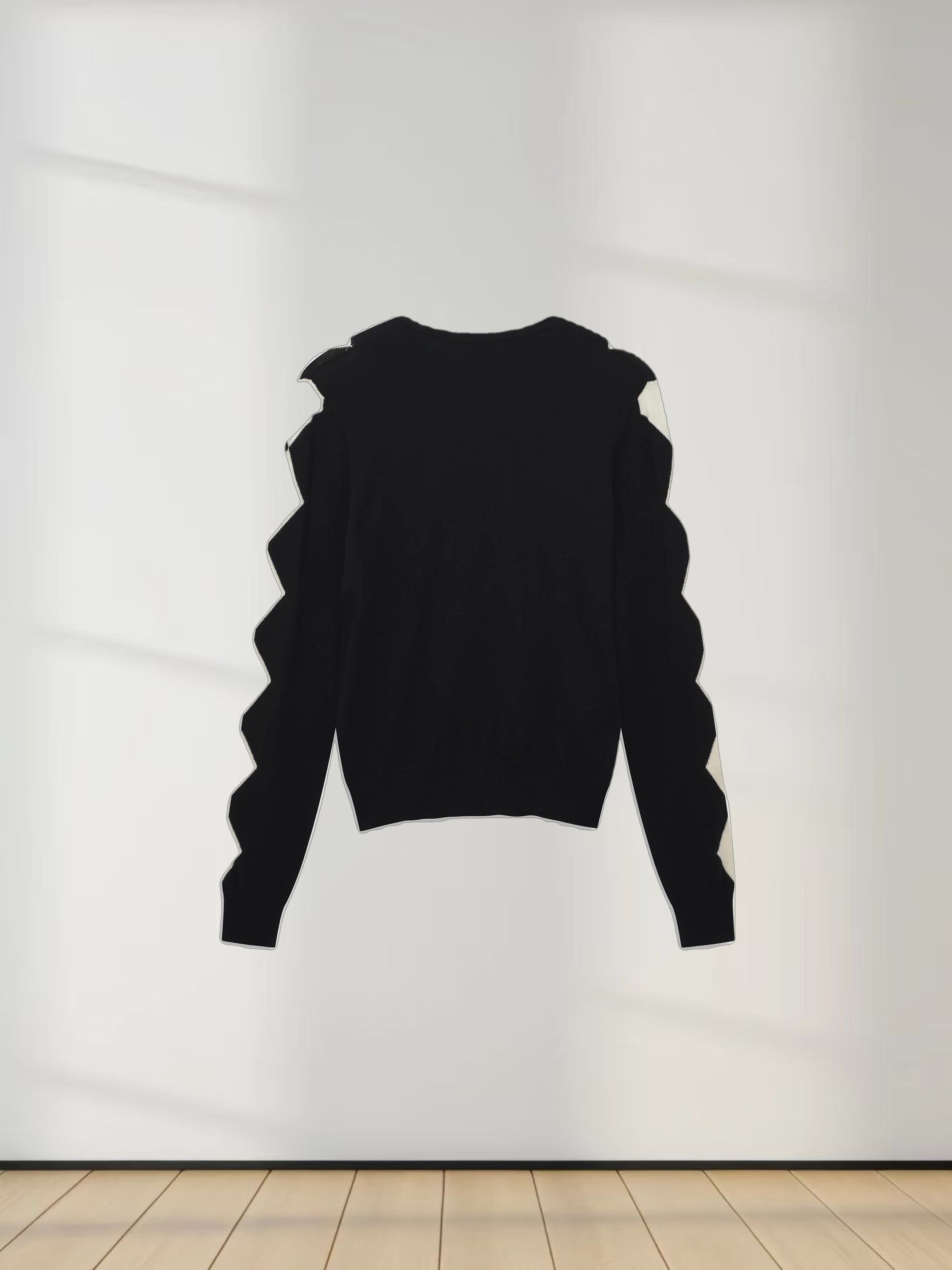 Printed Sweater-Black with Cream Diamond Design