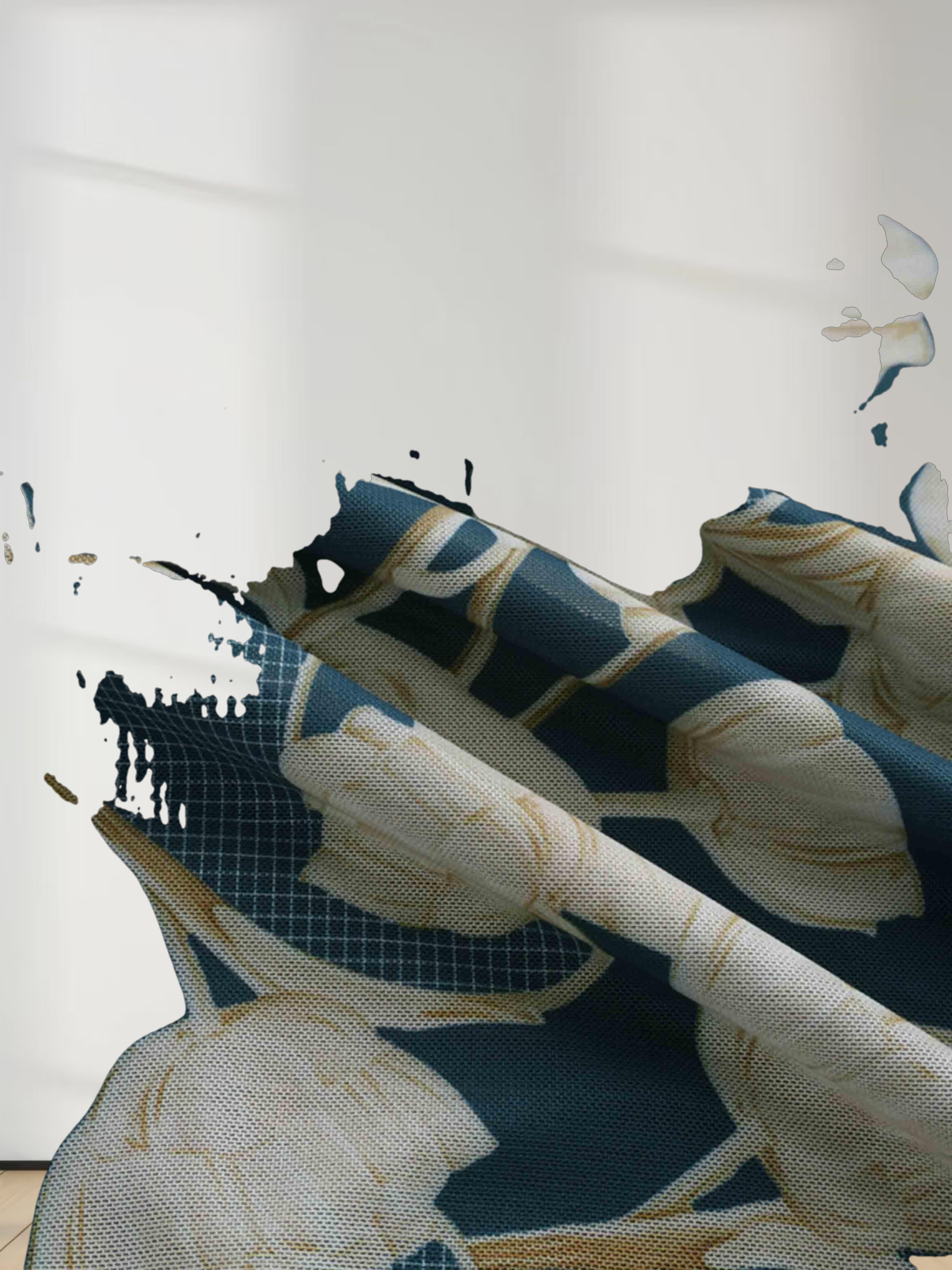 Waist Yoke Dress-Mesh Turquoise Floral