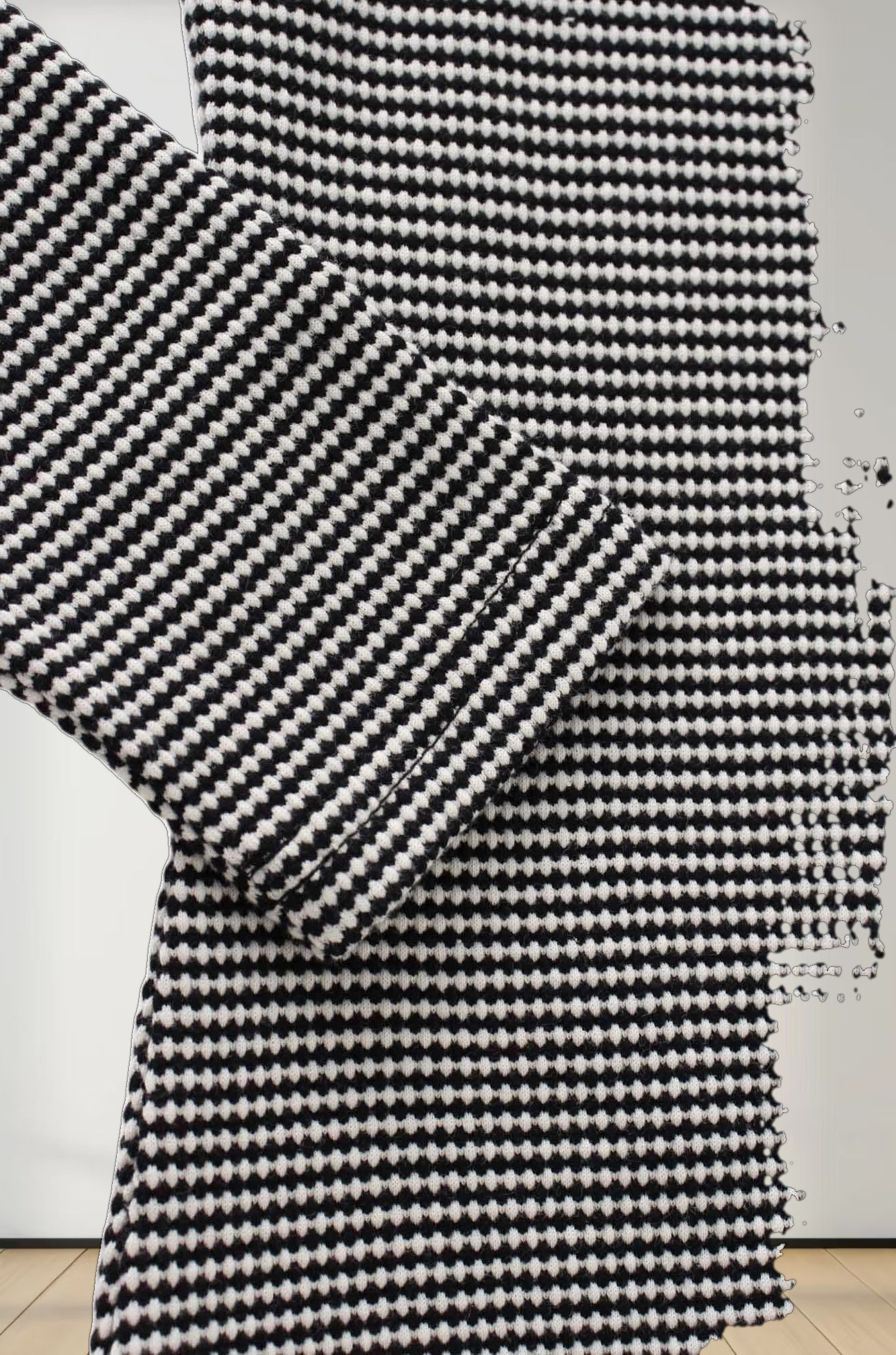 Waffle Striped Crew Tee-Black/White