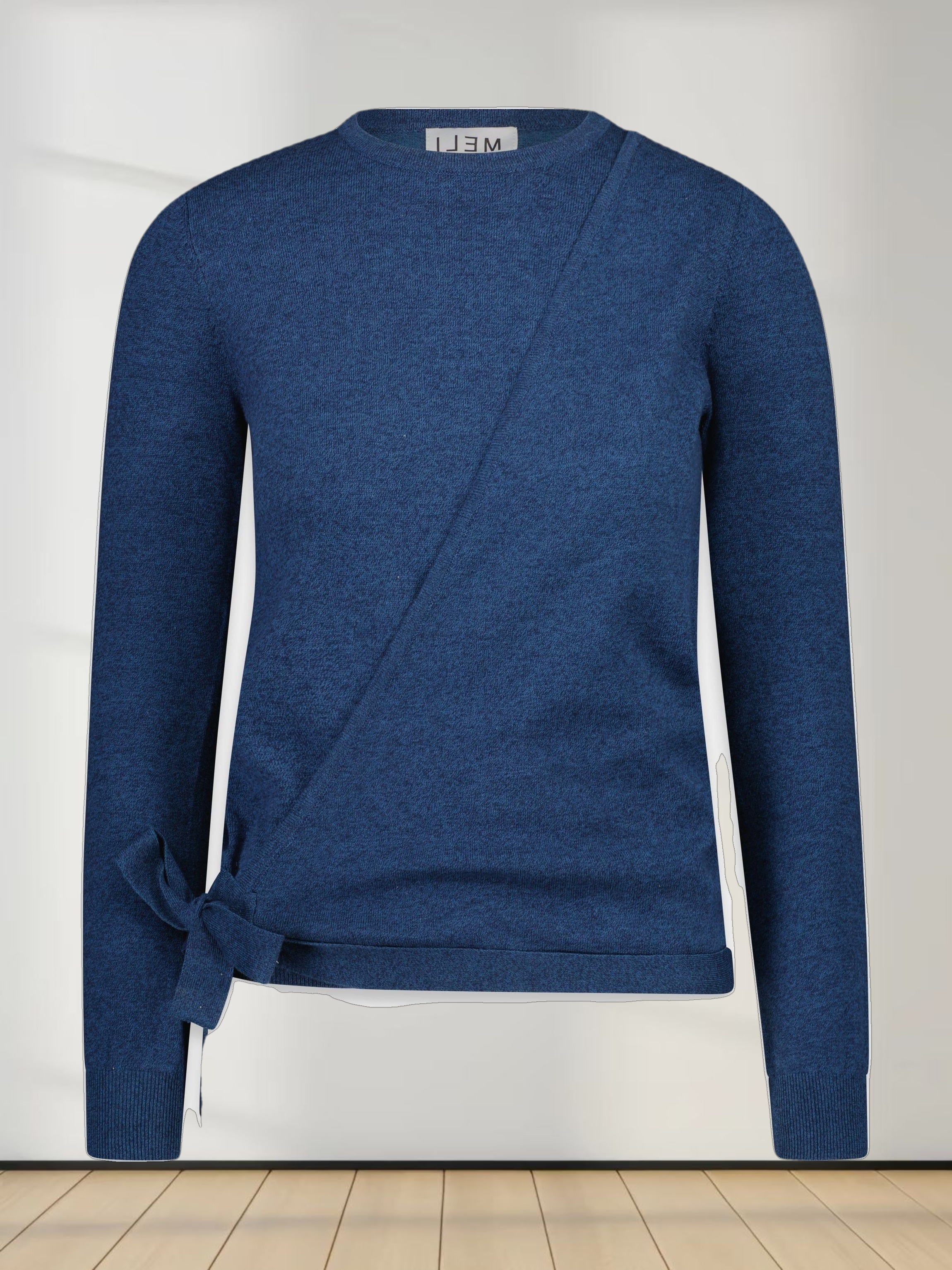 BASIC WRAP SWEATER-HEATHER BLUE
