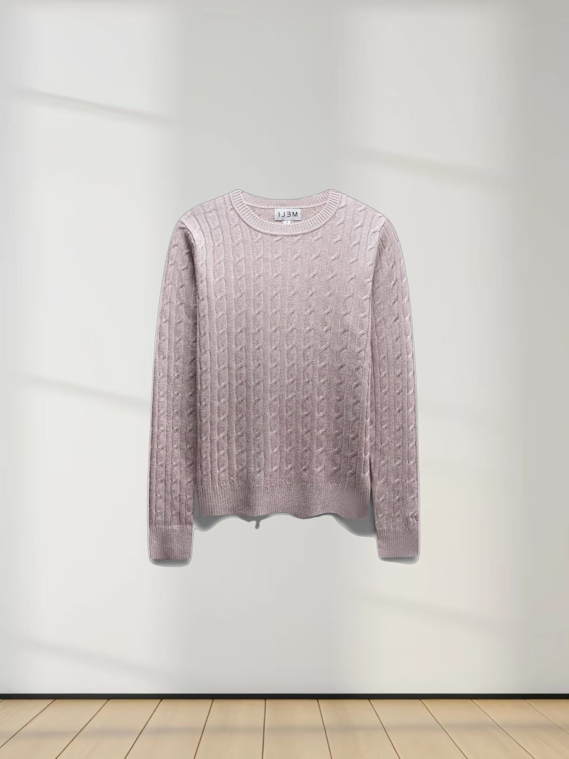 Knit Cable Sweater-Heathered Tan