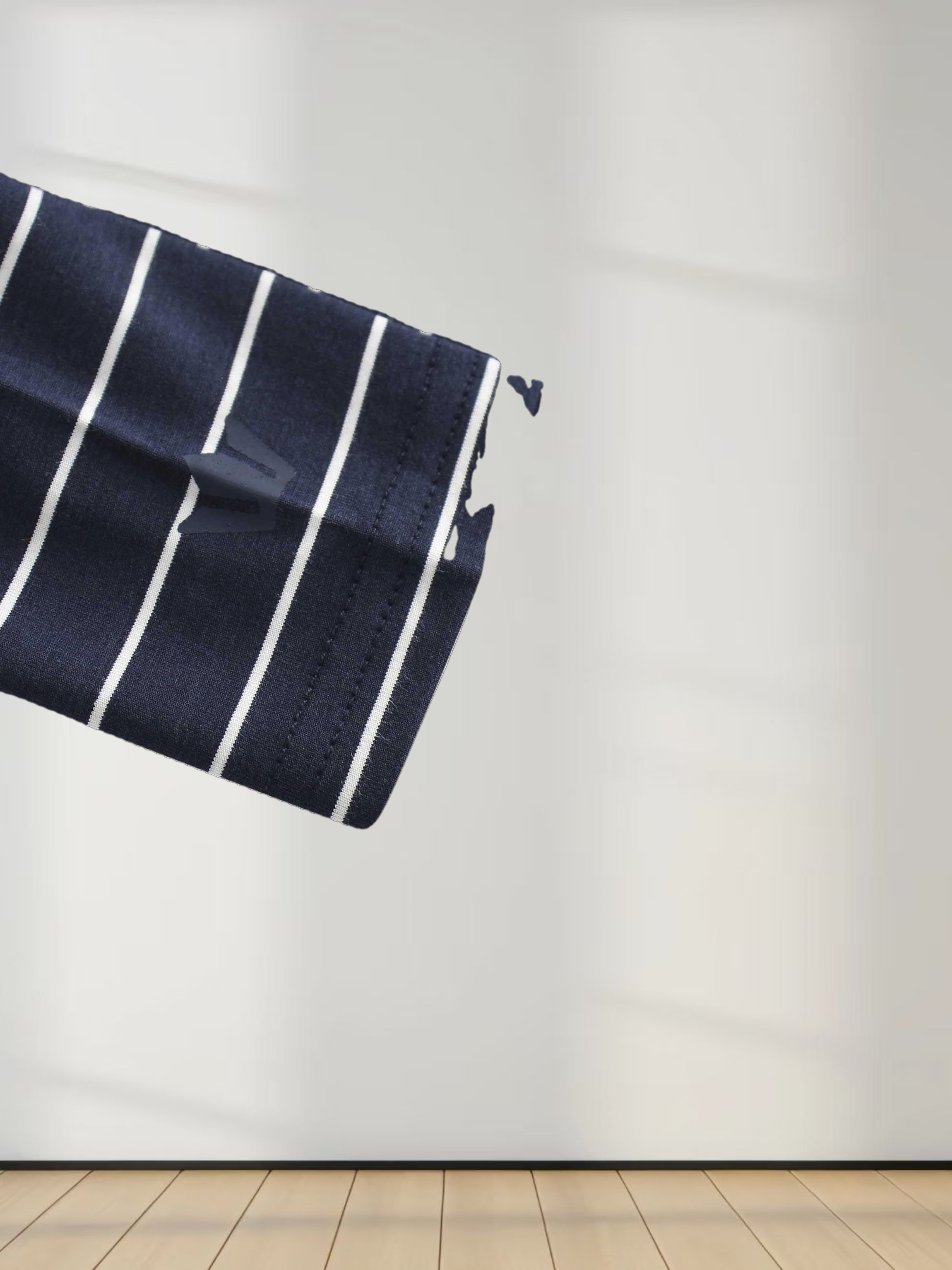 Striped Collar Snap Tee-Navy/White