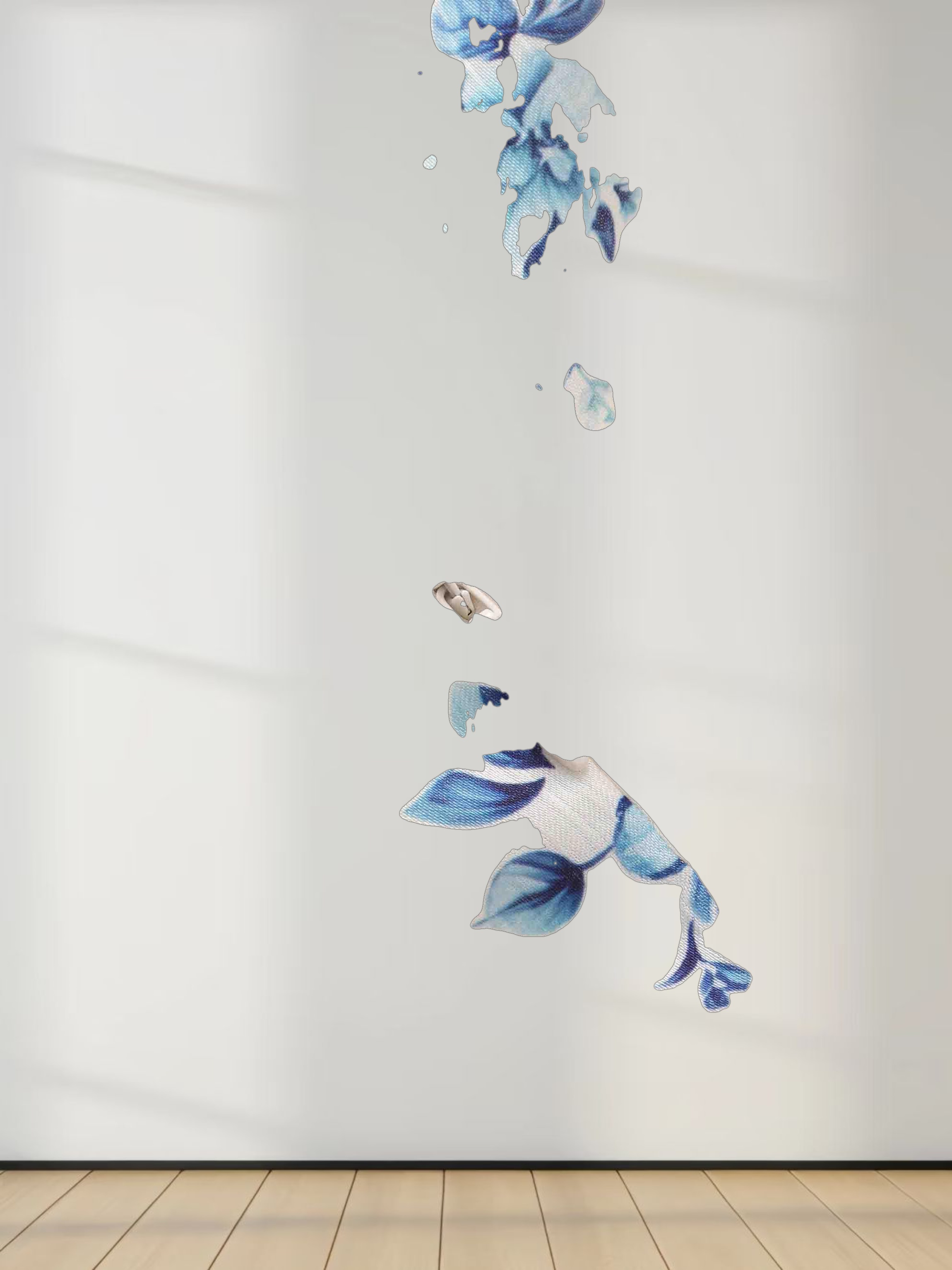 Sleeveless Crew Neck Dress-Blue Flower