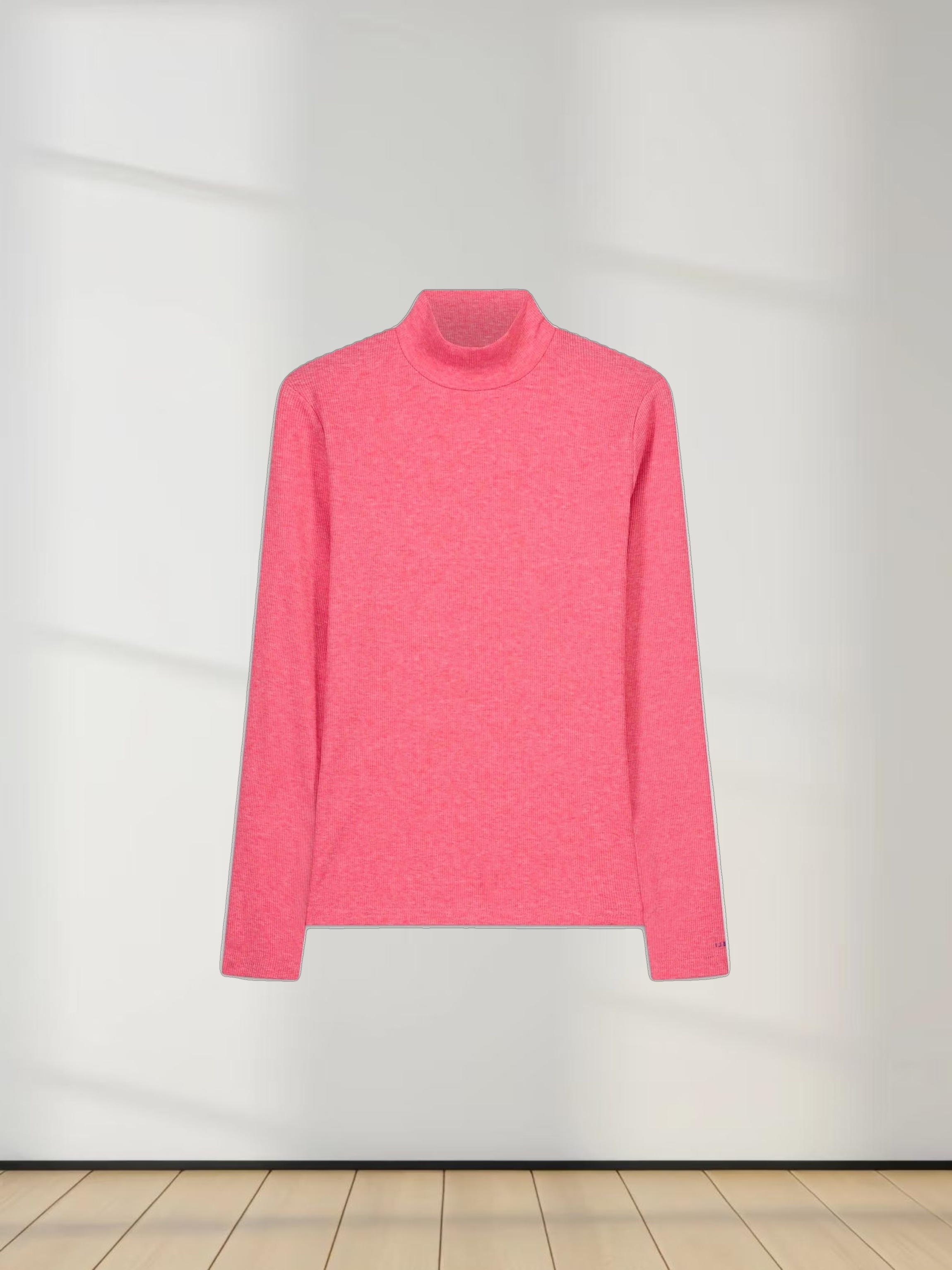 HEATHERED TURTLENECK-HOT PINK
