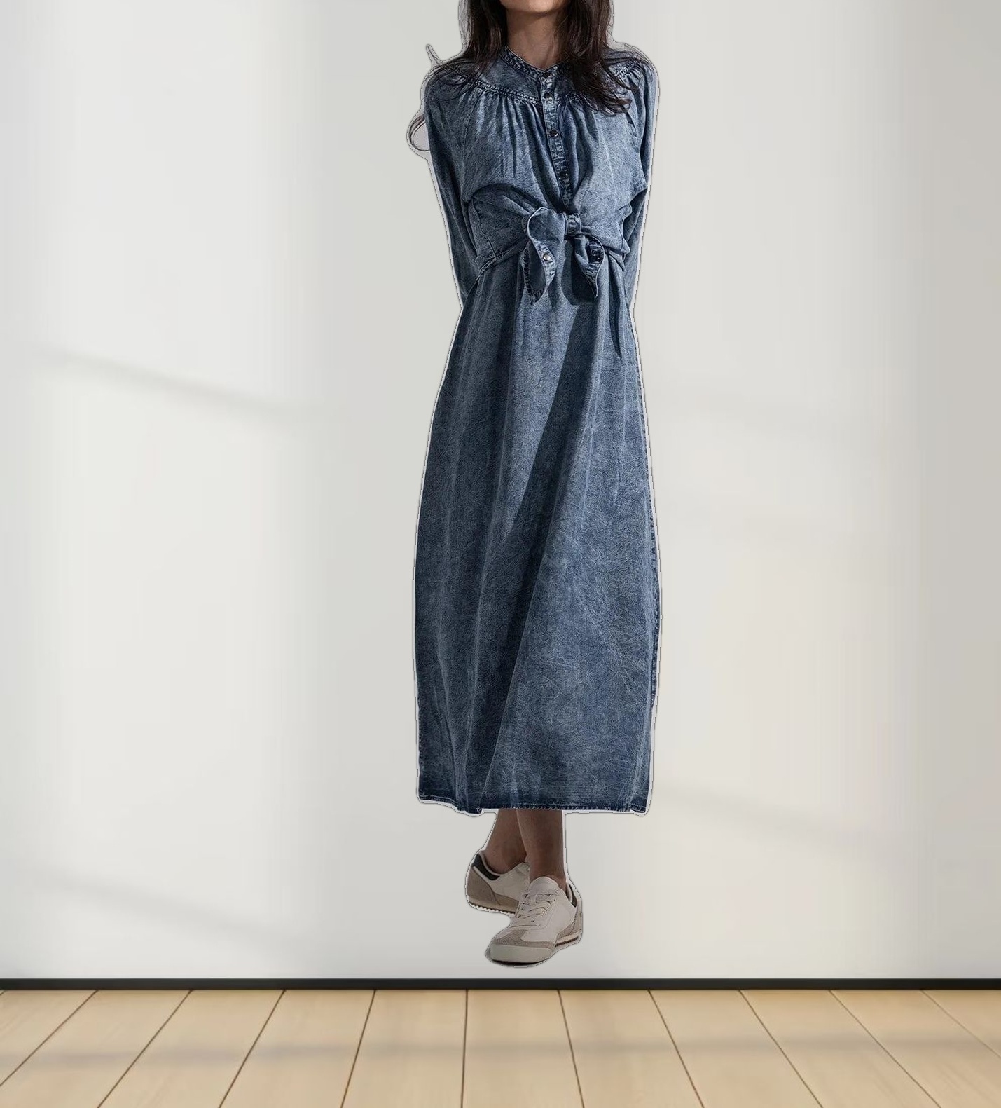 Crew Neck Jumper-Washed Blue Denim