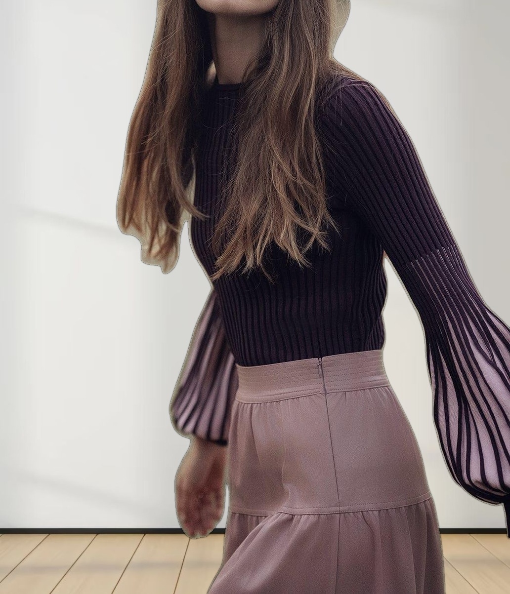 Drop Waist Leather Skirt-Mauve