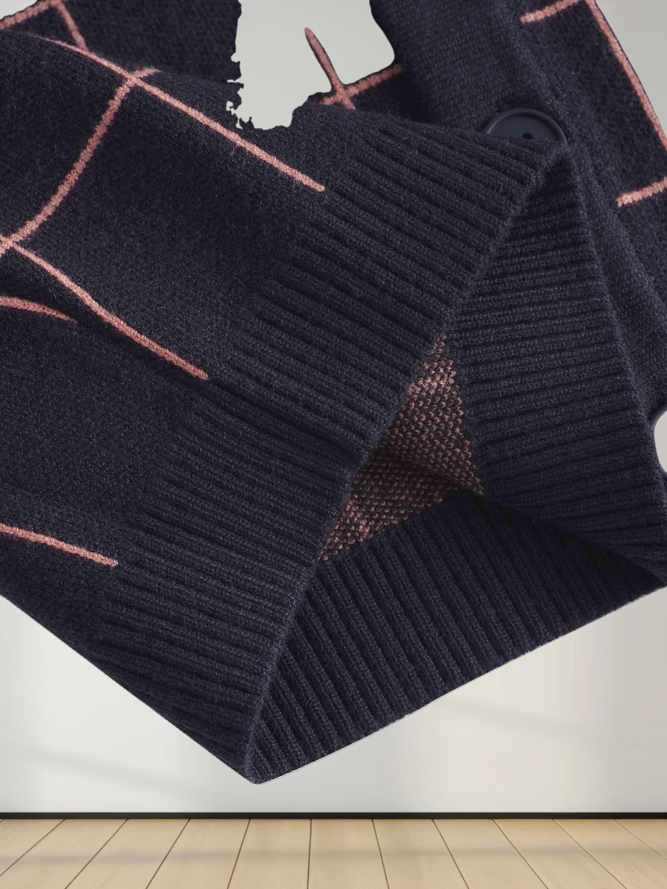 Buttoned Cardigan-Burgundy Plaid