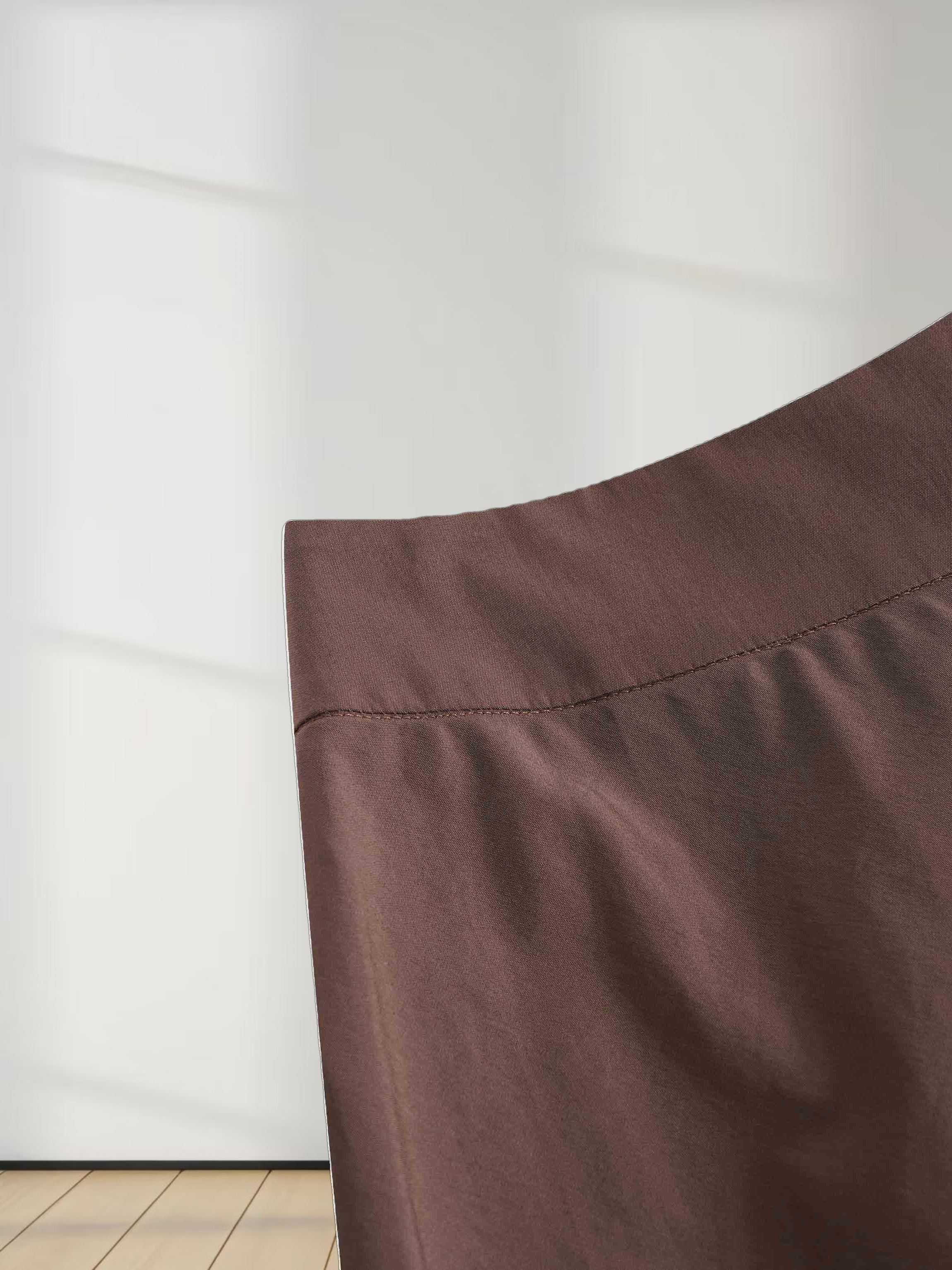 Elastic Back Maxi Cotton Blend Skirt-Chocolate Brown