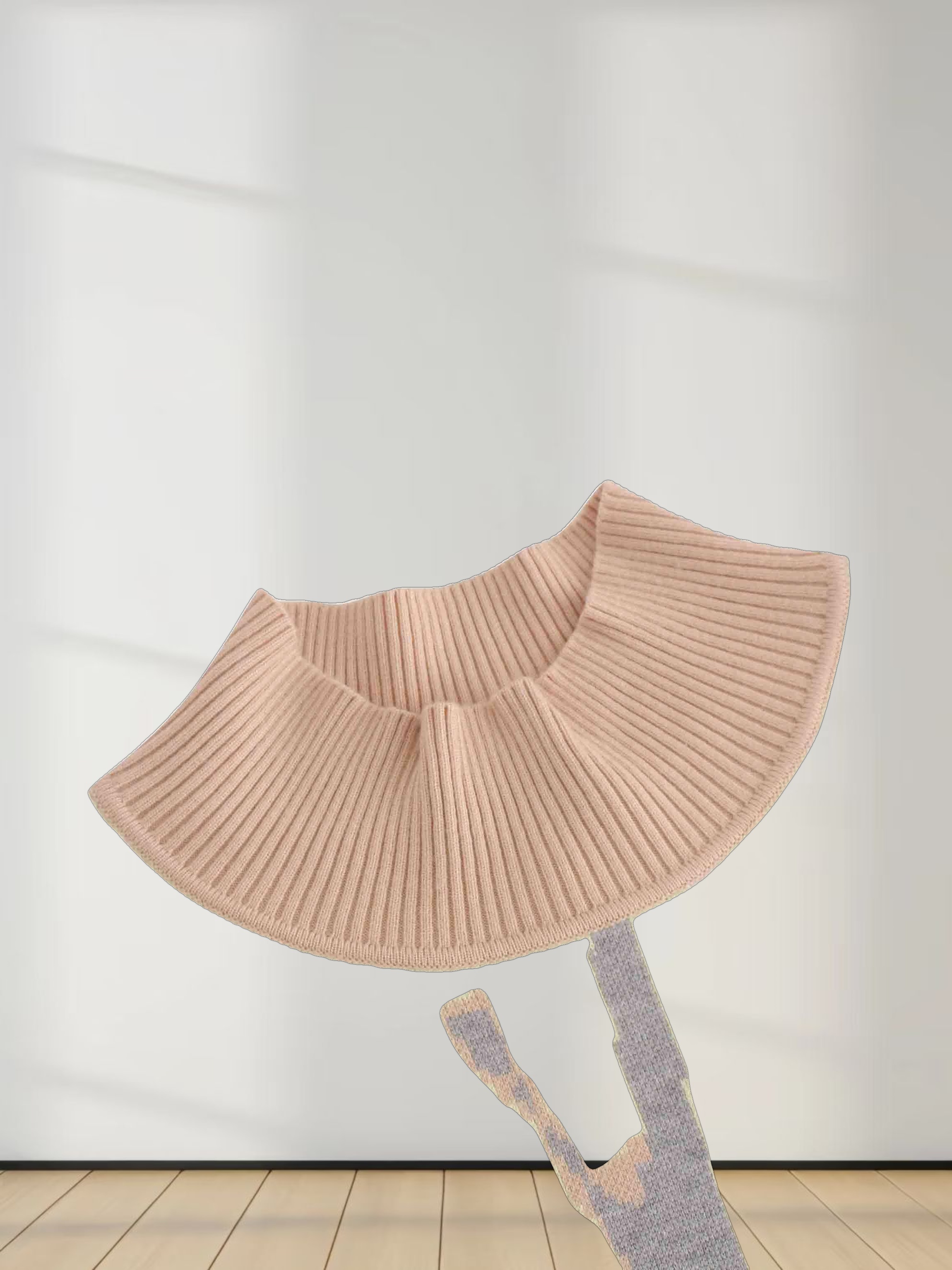 Printed Mock Neck Sweater-Grey/Peach/Yellow