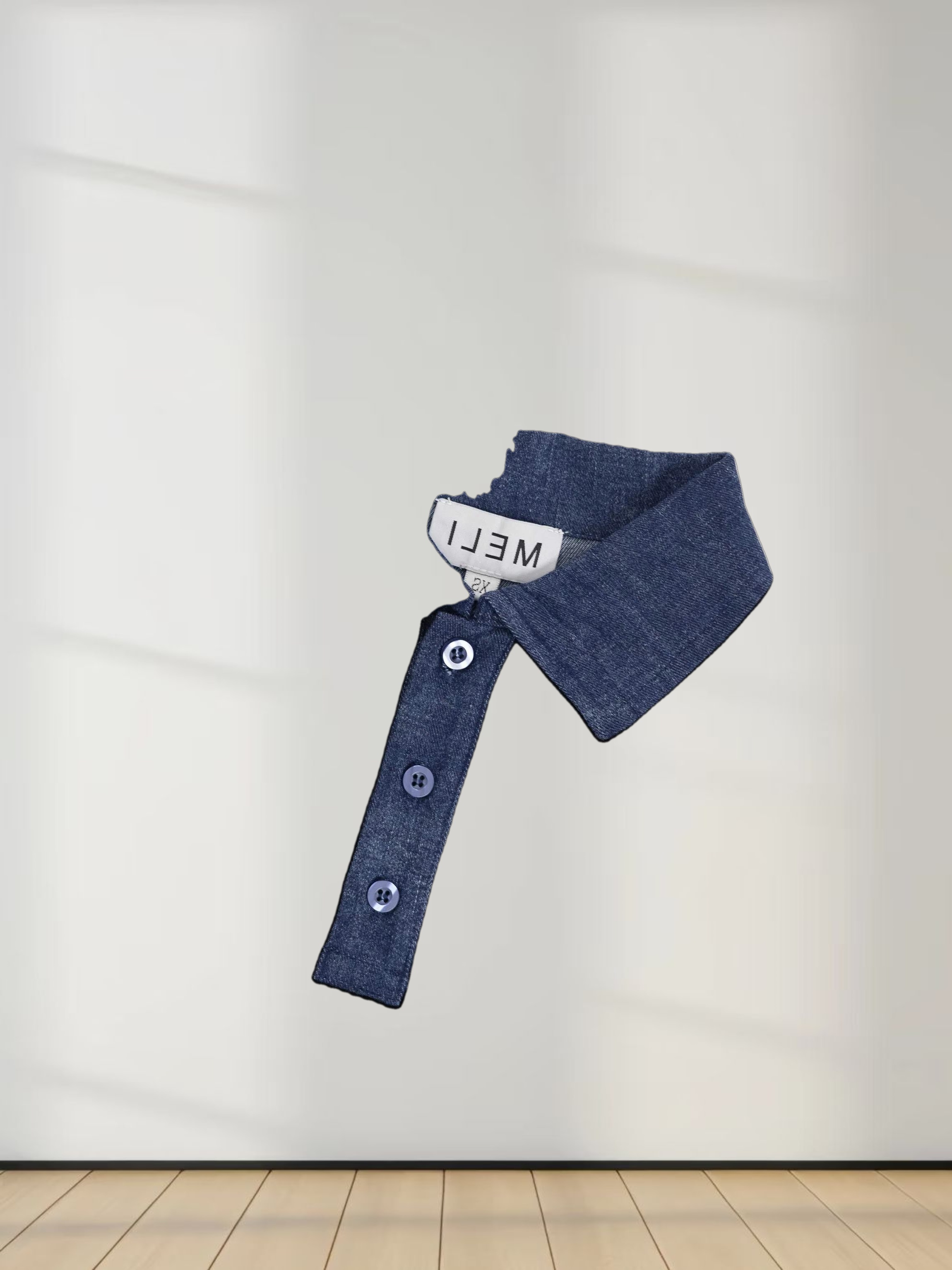 Collar Sweatshirt-Denim/Black