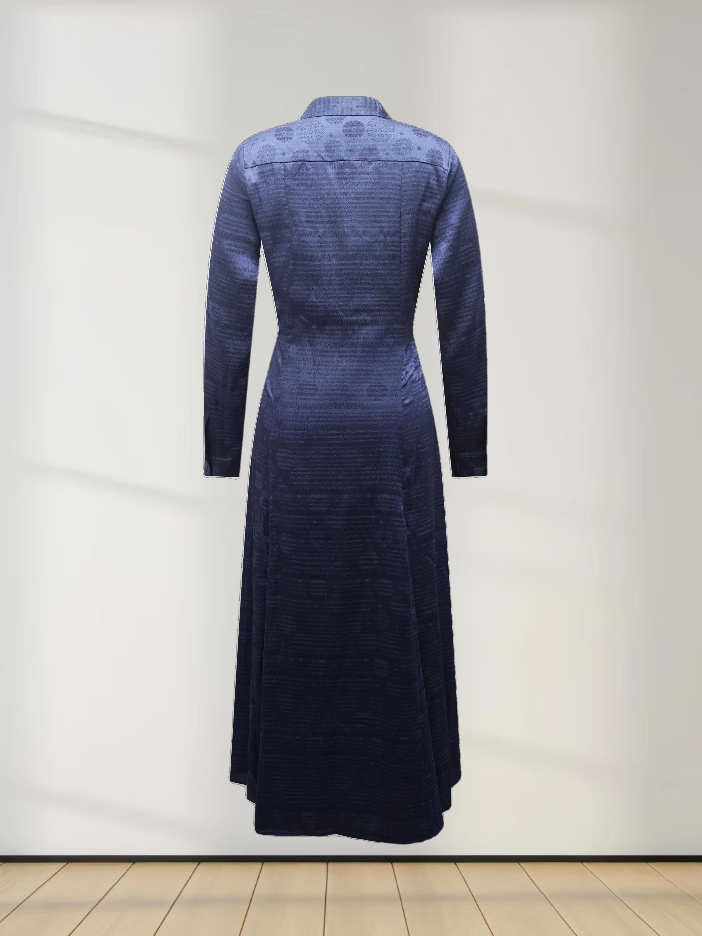 Collared A-Line Shirtdress-Navy