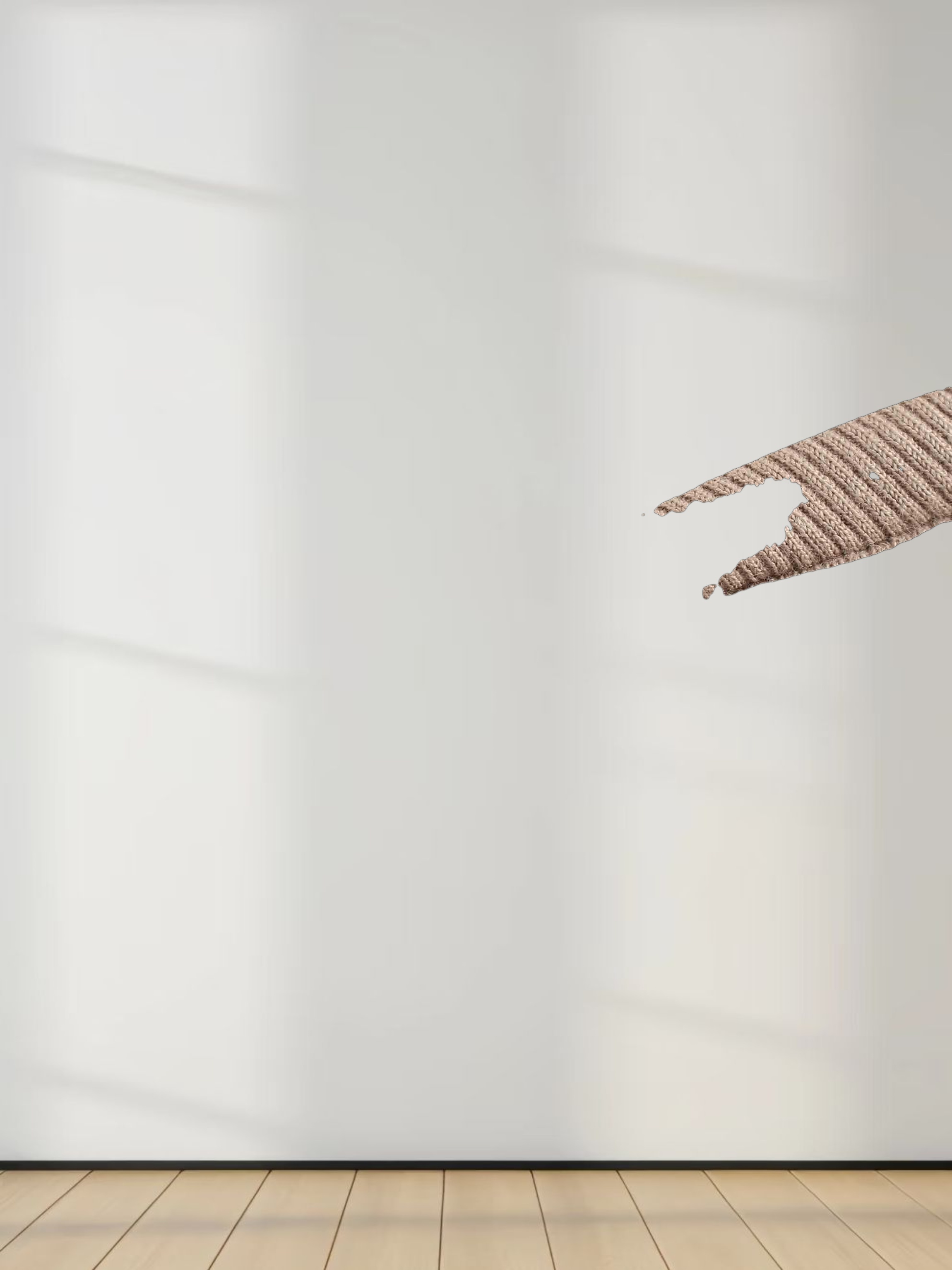 RIBBED HIGH V LS-TAUPE