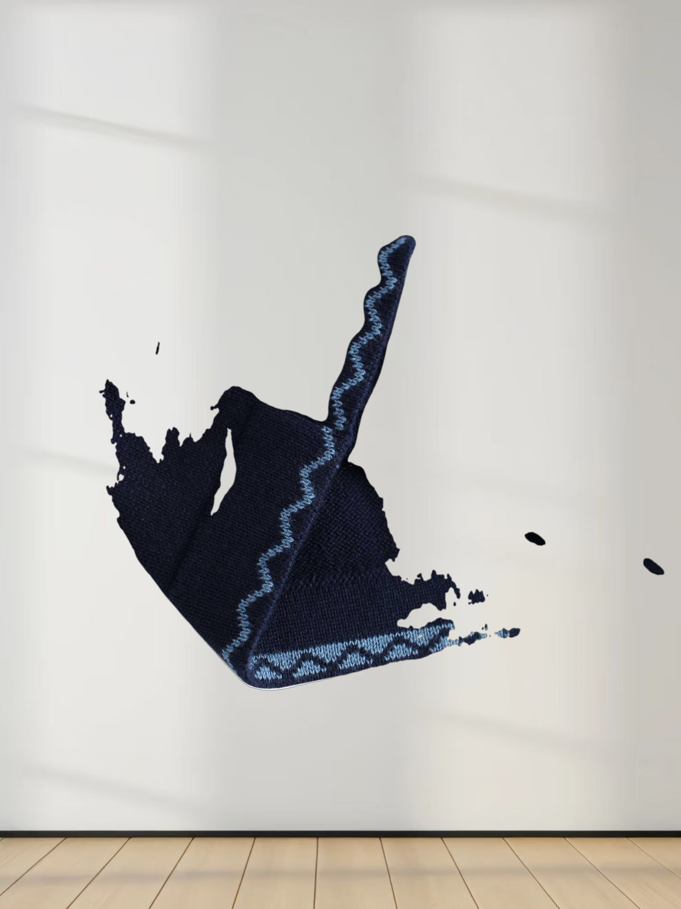 Ruffle Detail Sweater-Navy/Light Blue