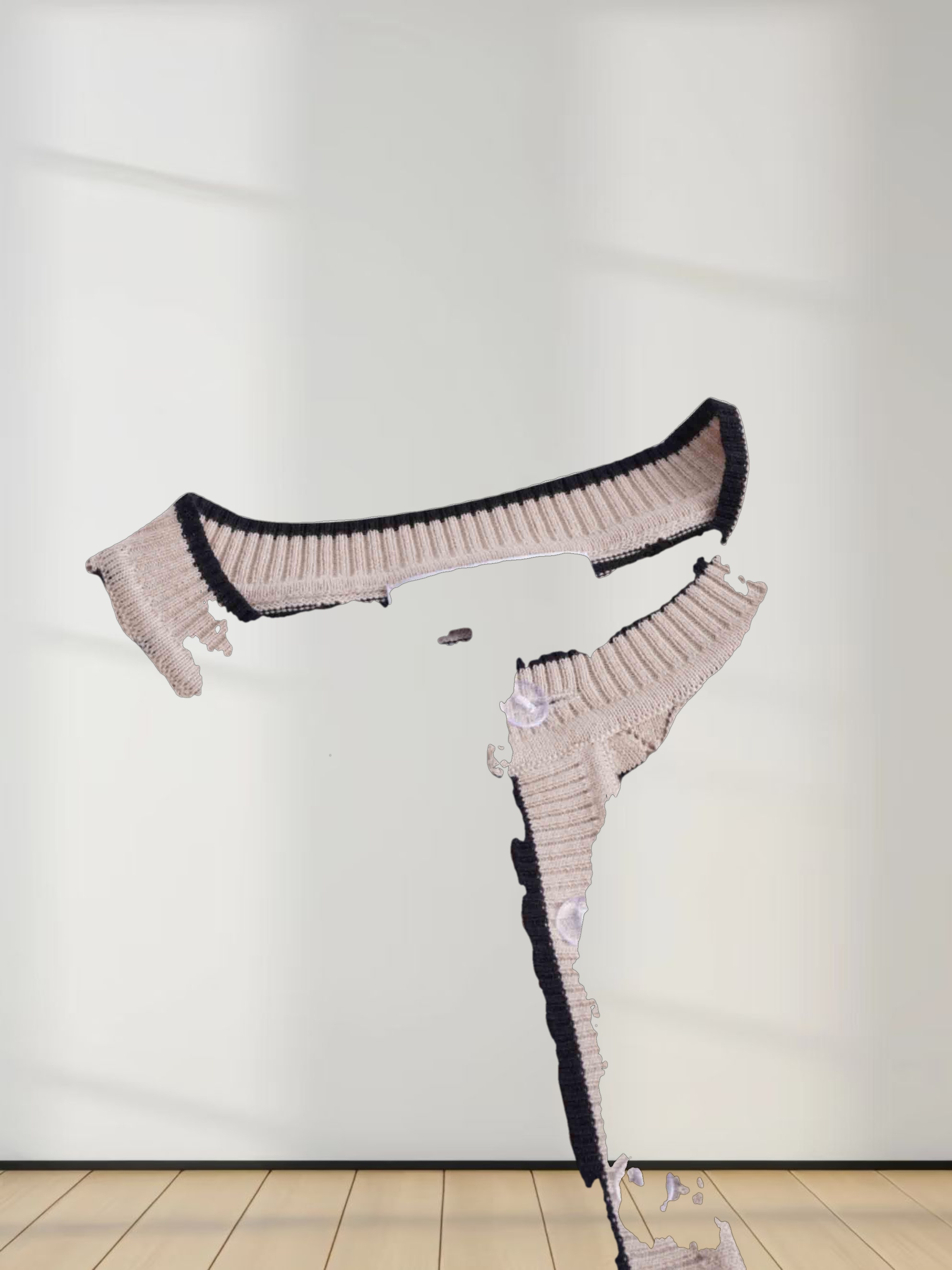 Striped Pointelle Cardigan-Black/Tan