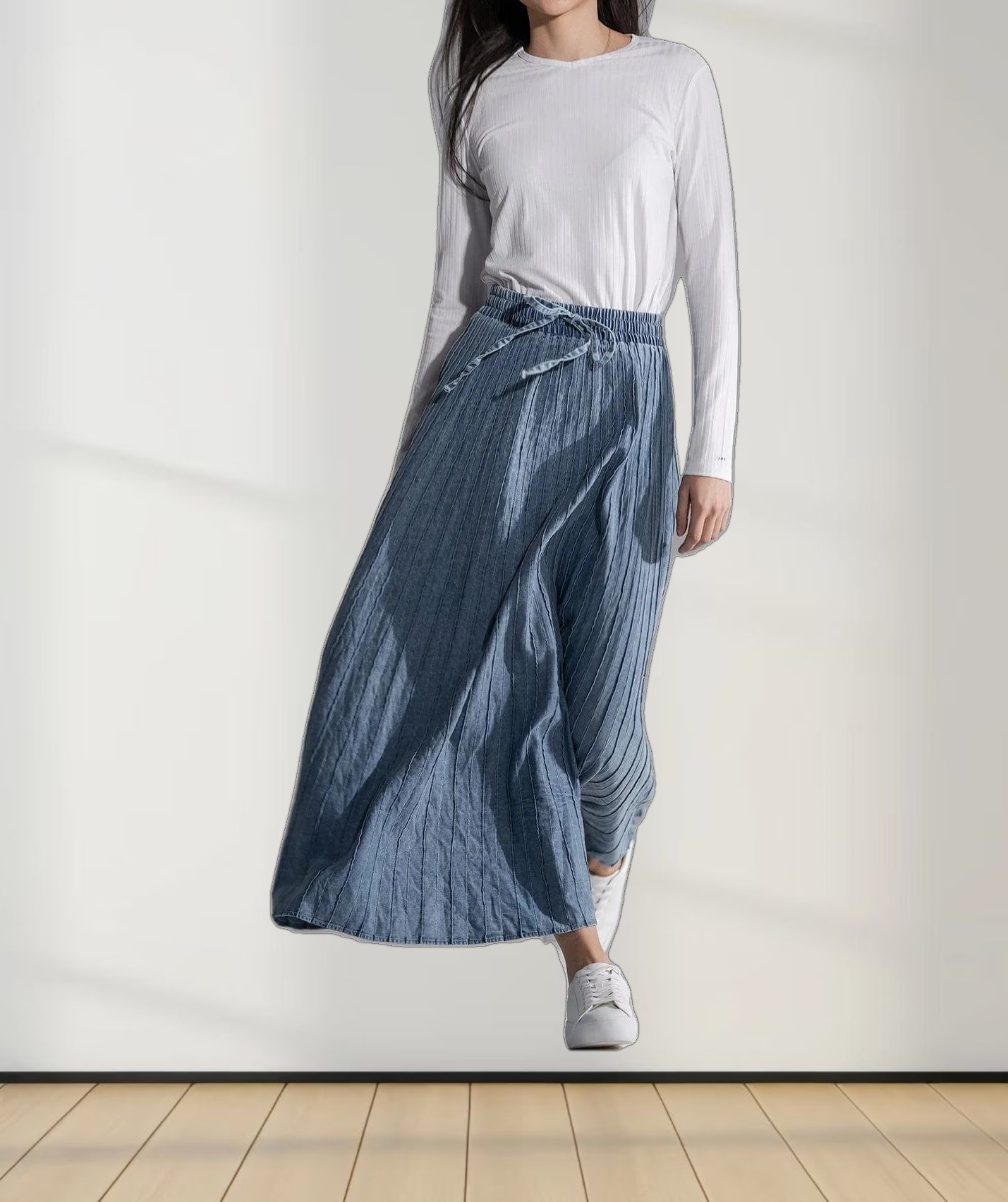 Ribbed High V Bomber-White