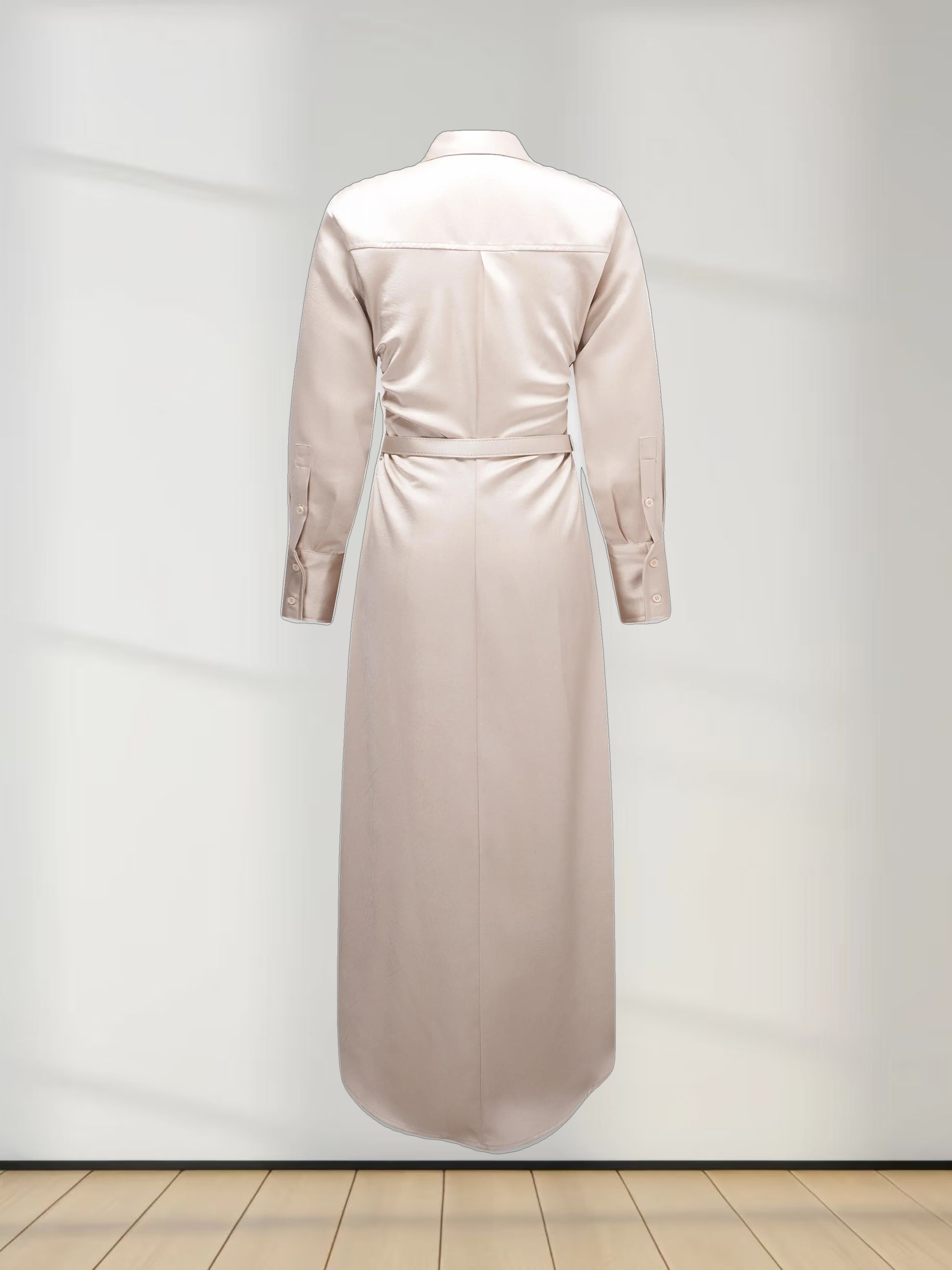 Side Gathered Dress-Champagne