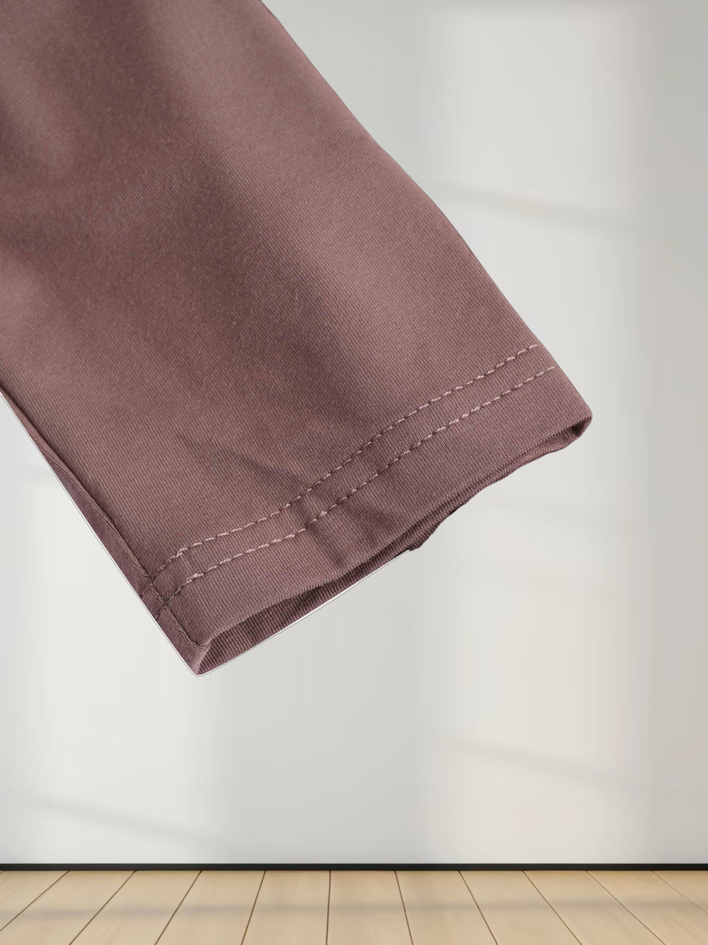 SIDE ELASTIC TEE-BROWN