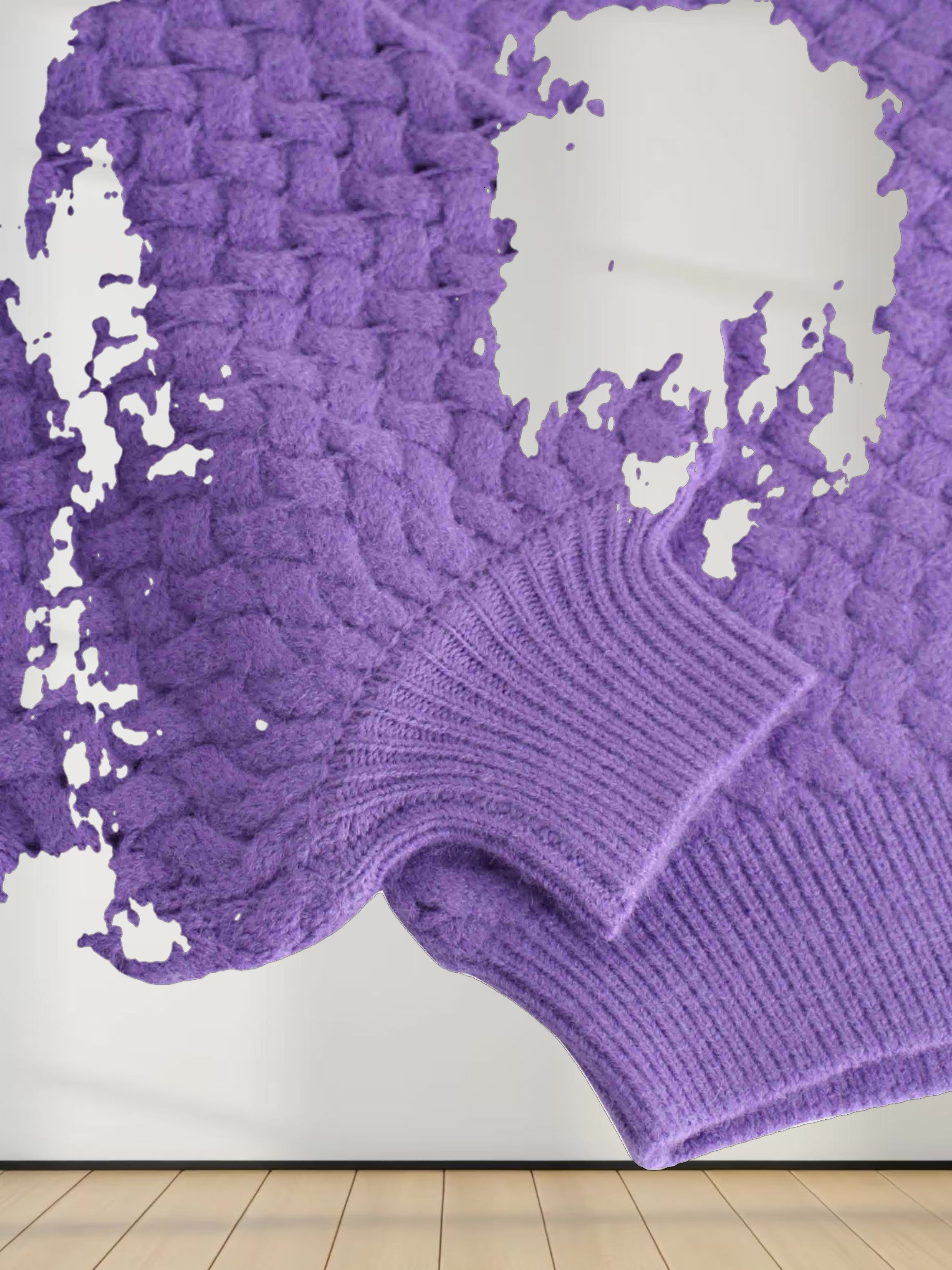 Basketweave Turtleneck Sweater-Purple