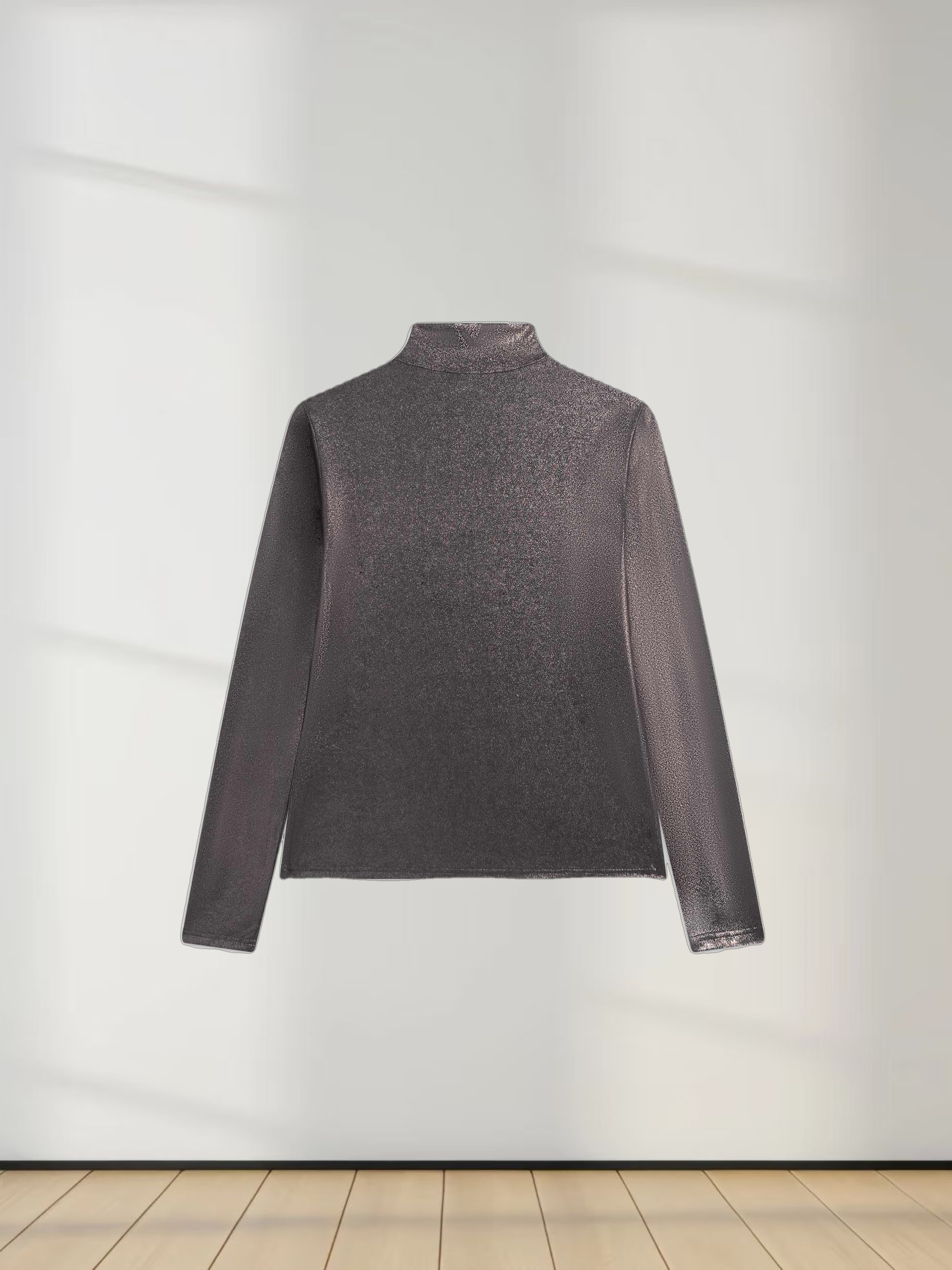 Shimmer Turtleneck-Grey/Gold