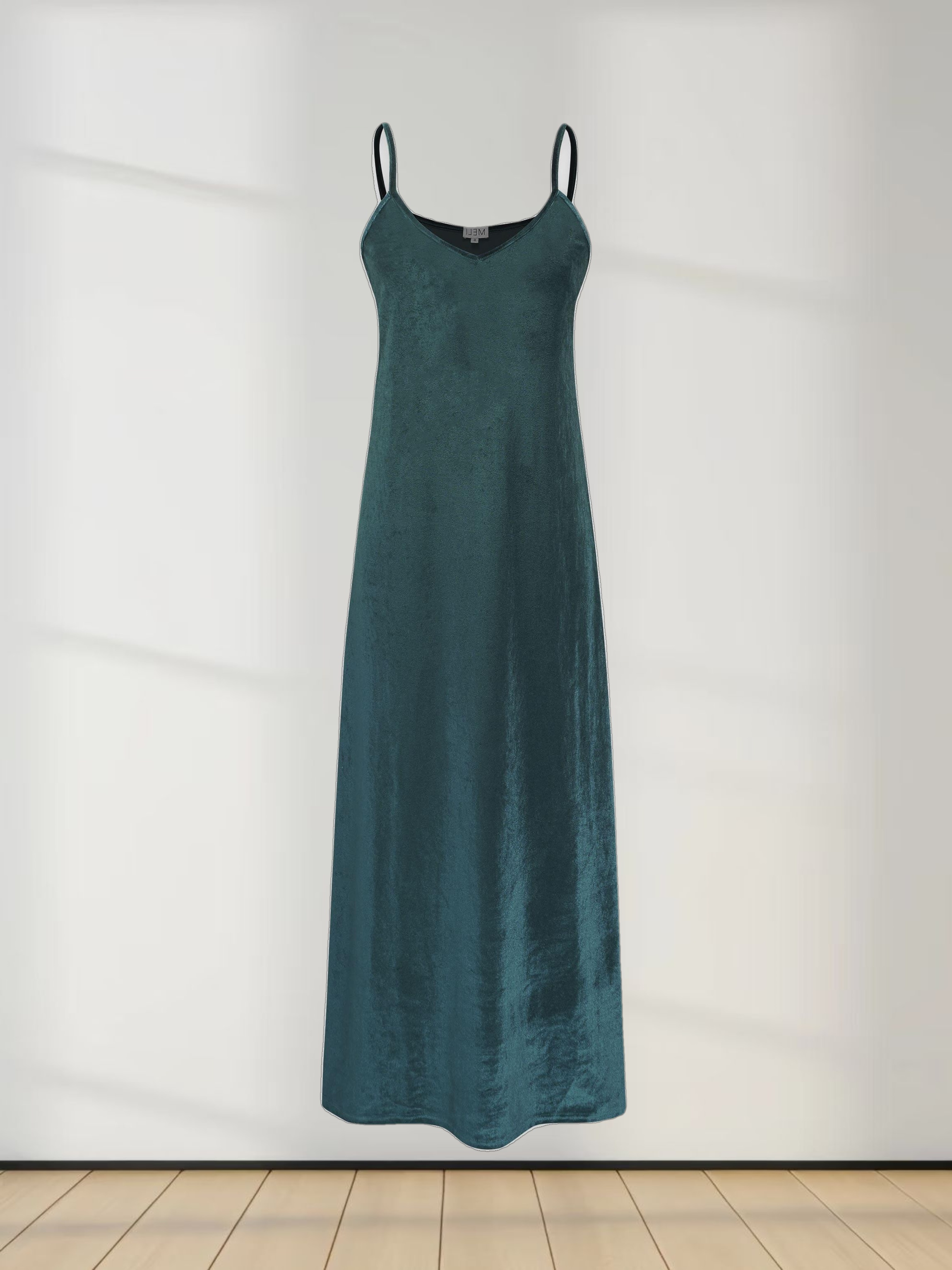 Velour Slip Dress - Emerald Green