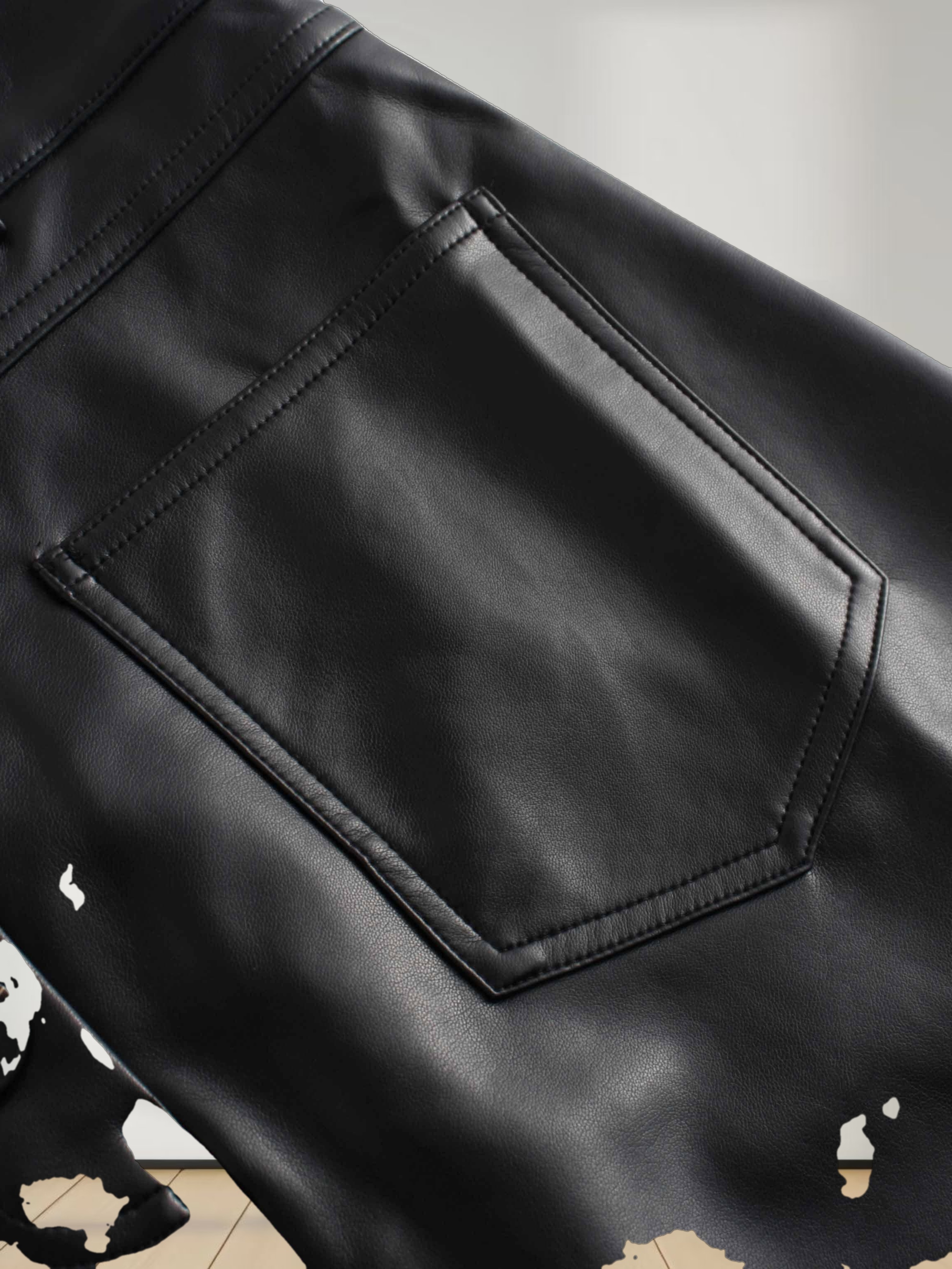 Front Pocket Straight Faux Leather Skirt-Black