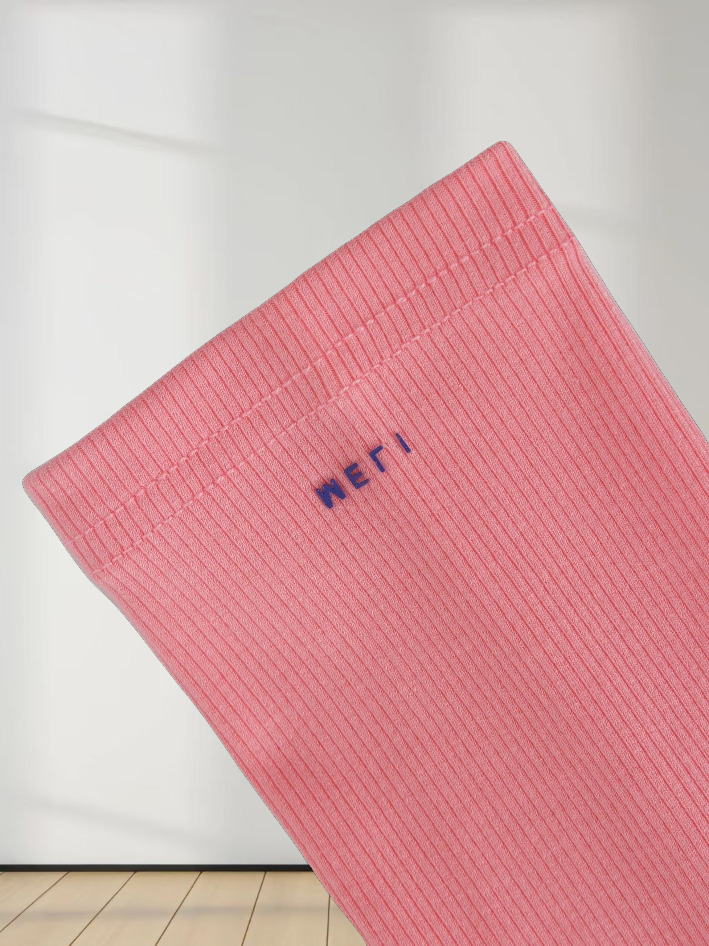 High V Ribbed Tee LS-True Pink