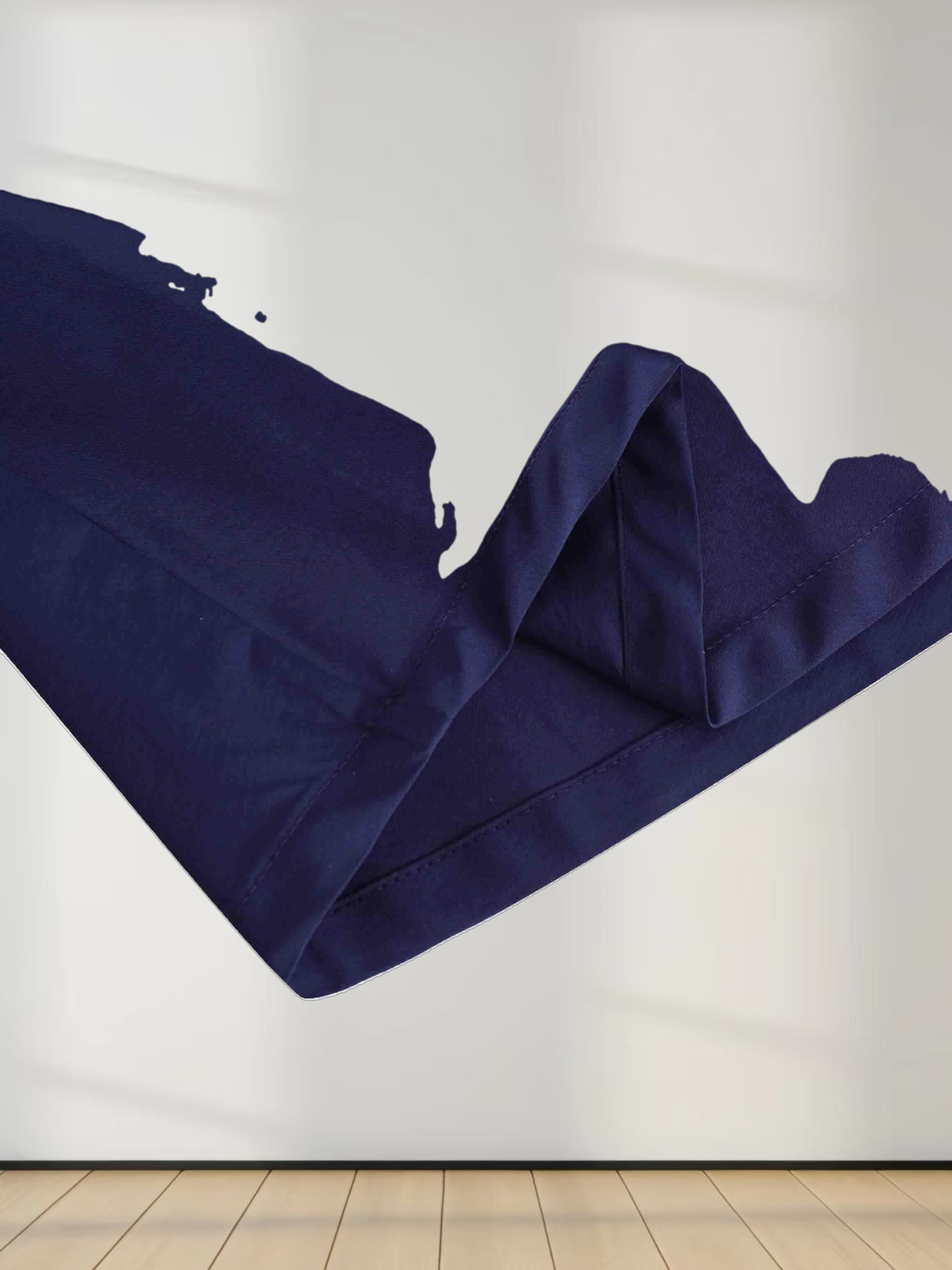 Elastic Back Maxi Cotton Blend Skirt-Navy