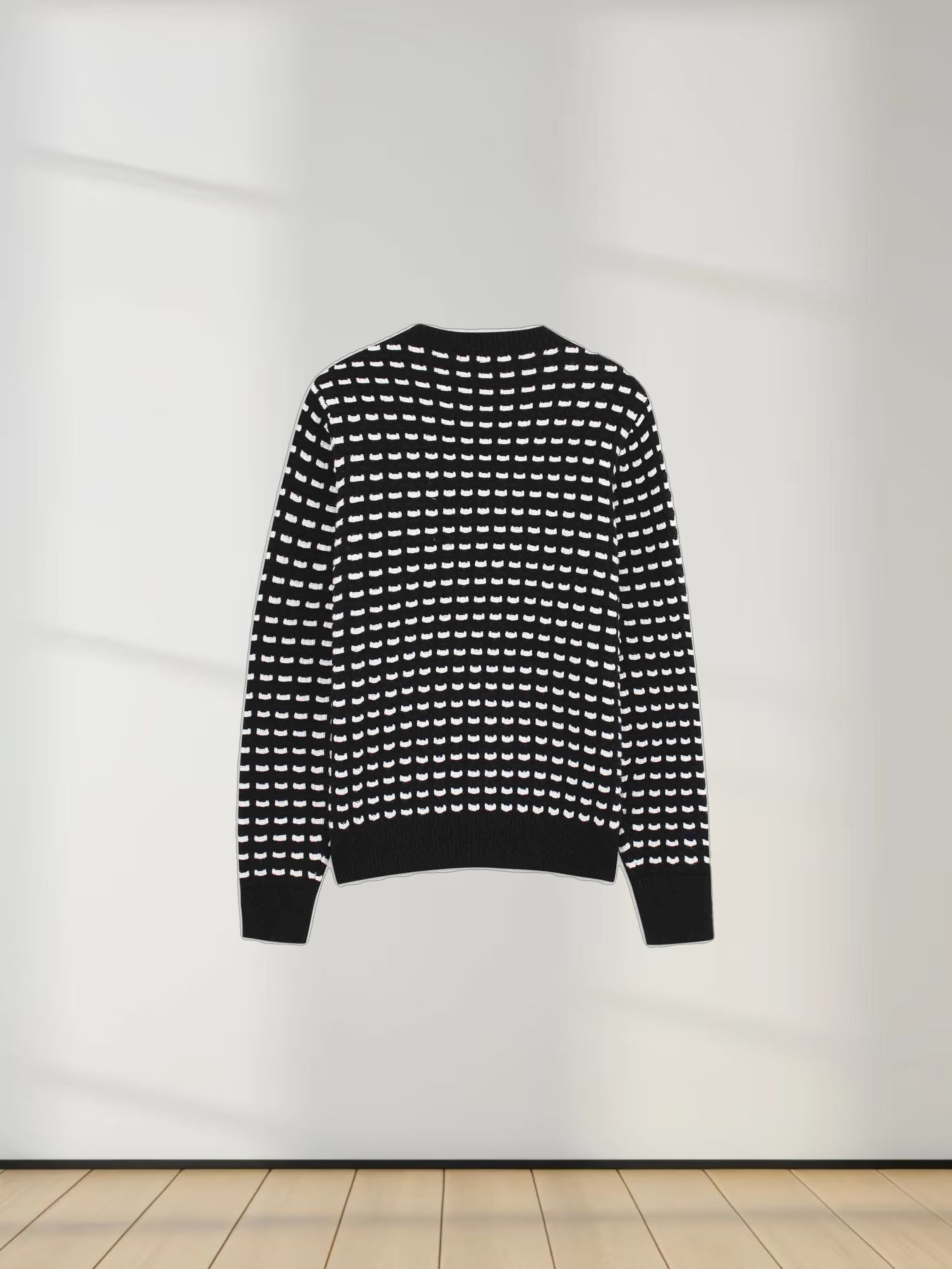 Basket Weave Sweater-Black/White