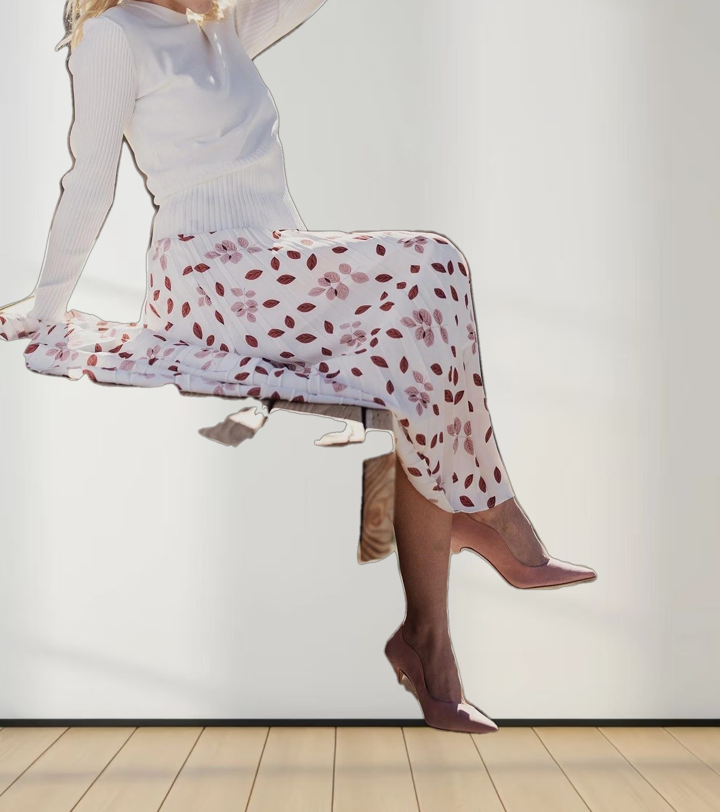 RIBBED WAISTED SWEATER-WHITE