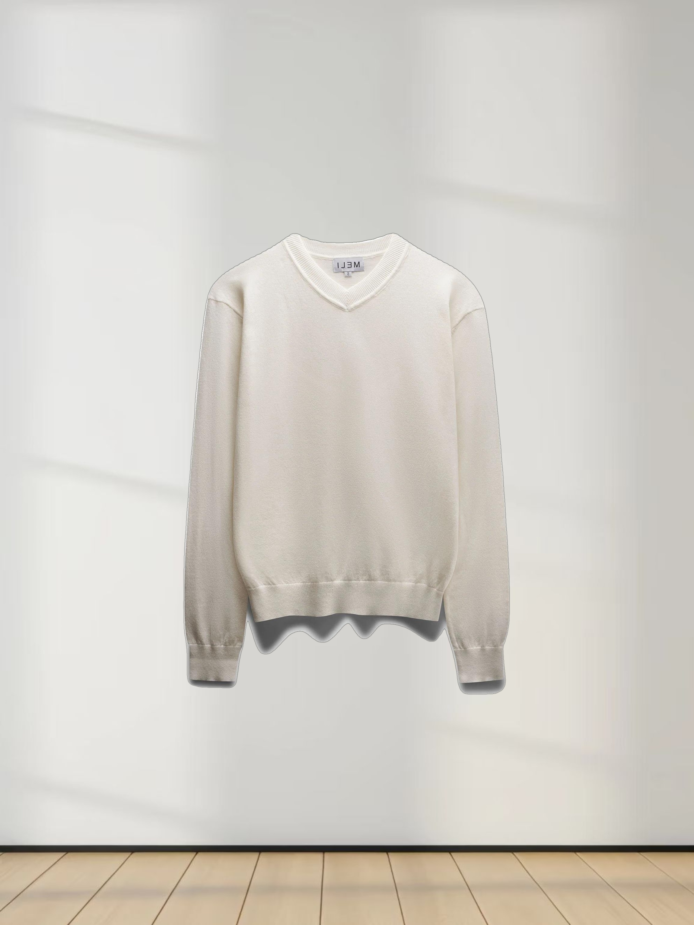 High V Lightweight Sweater-Ivory