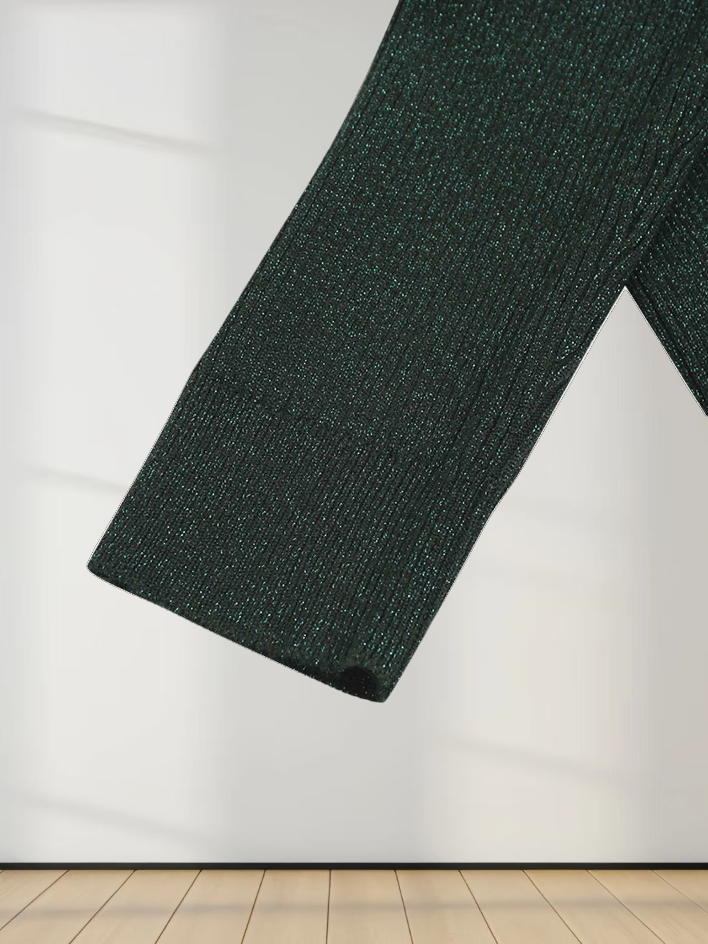 Lurex Ribbed Sweater-Hunter Green
