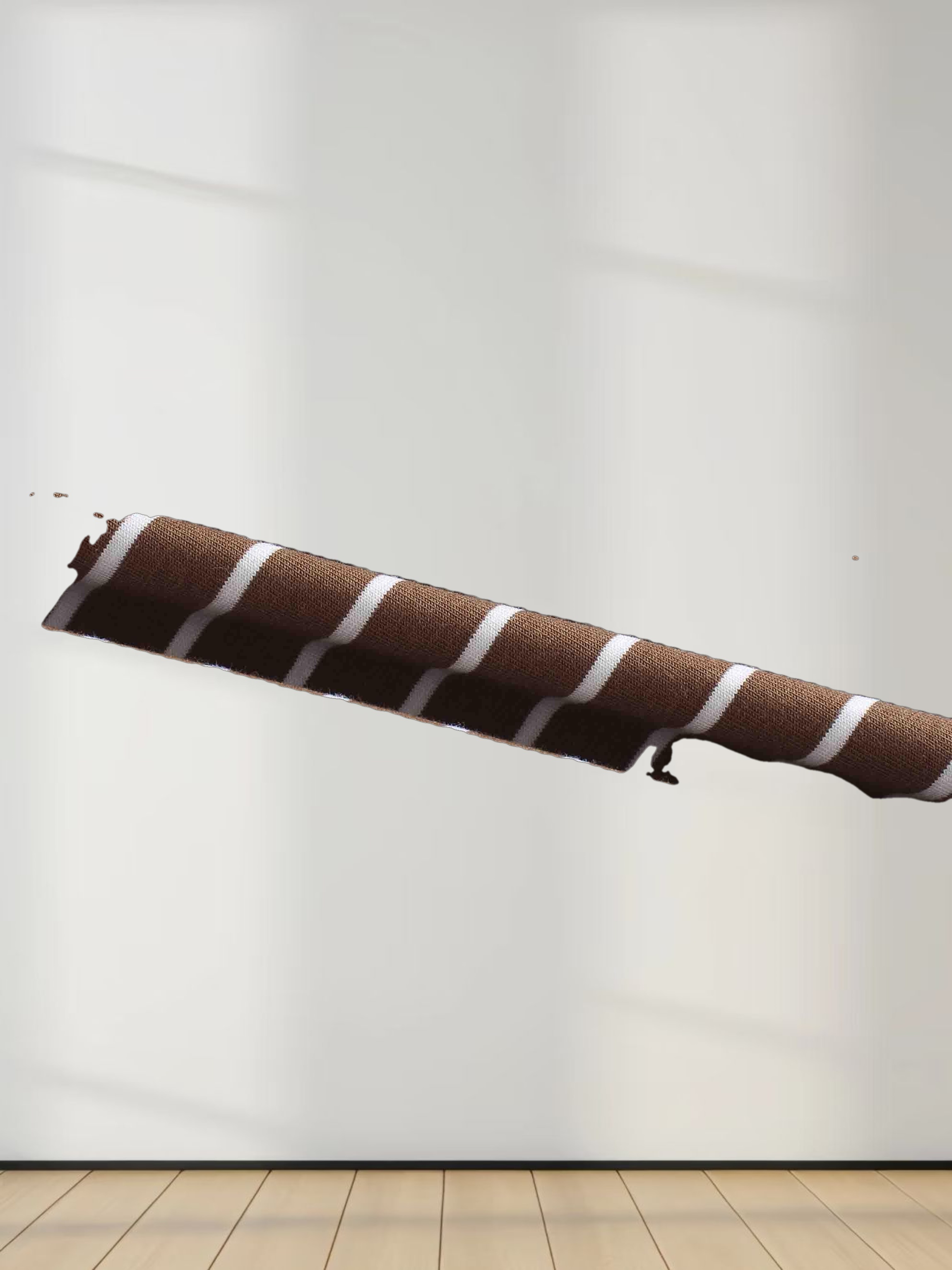 Flat Striped High V Long Sleeve-Brown/White