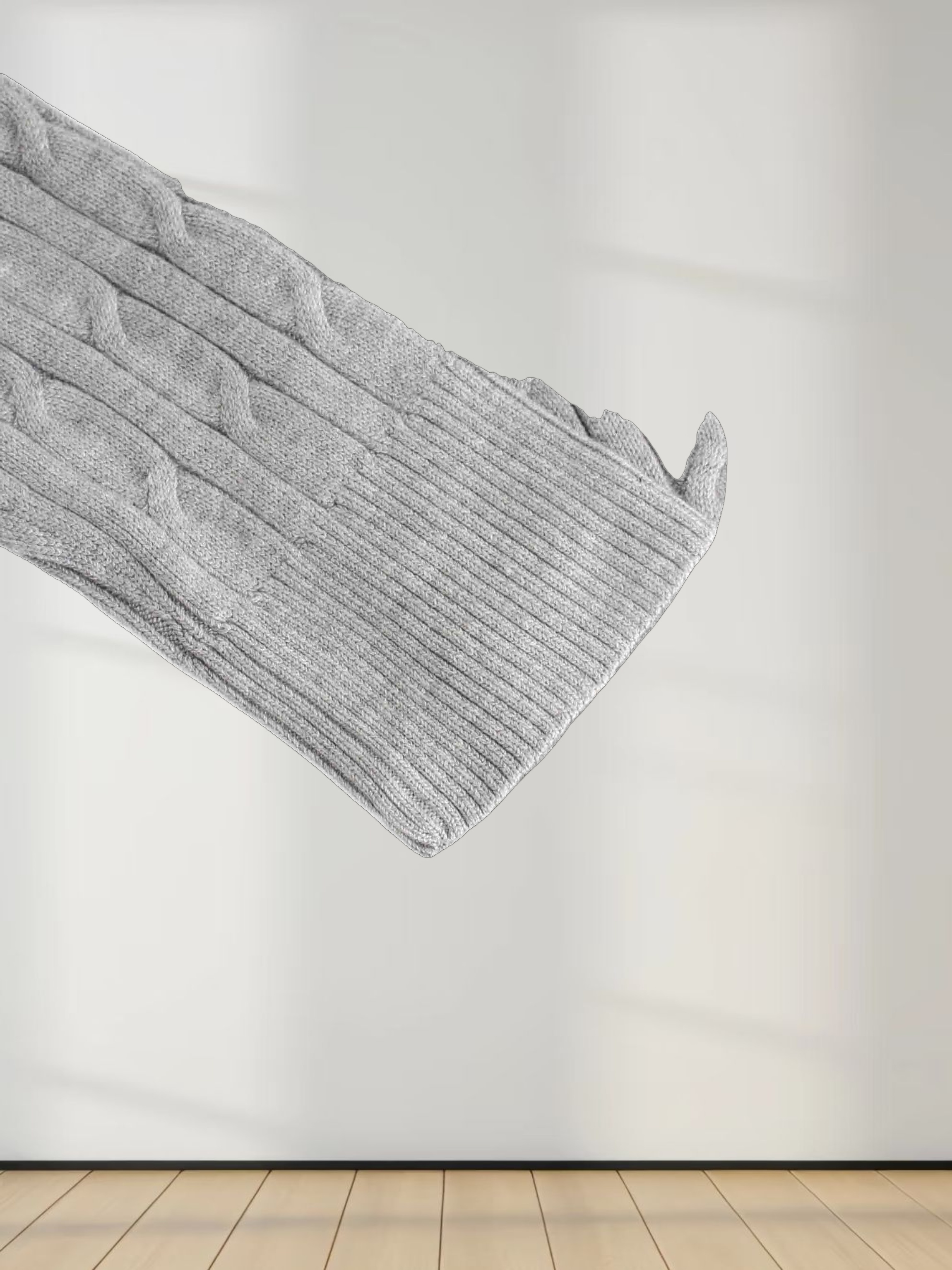 Knit Cable Sweater-Heathered Grey
