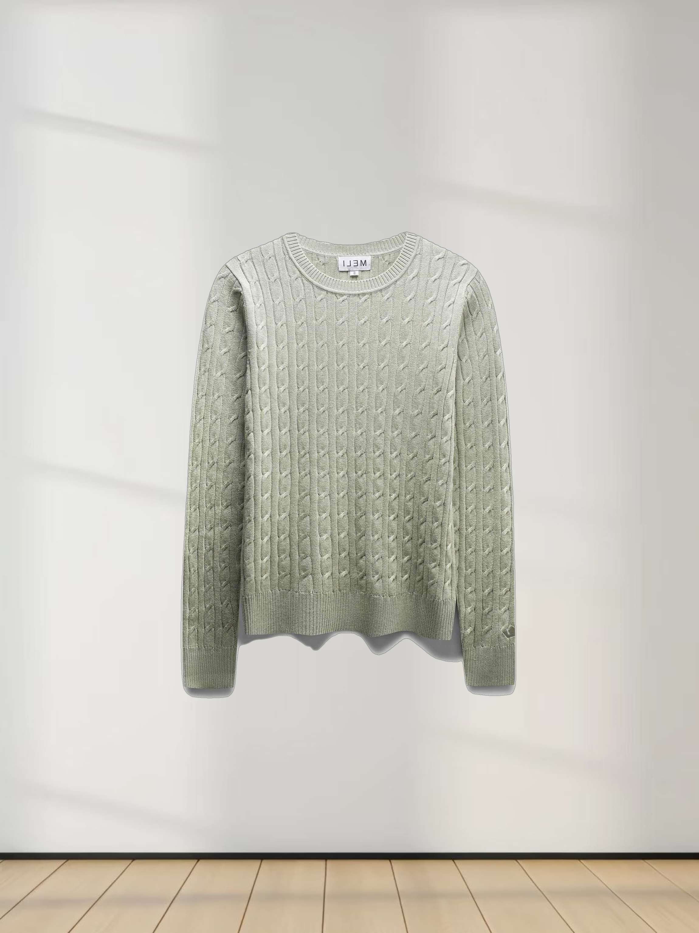 Knit Cable Sweater-Sage