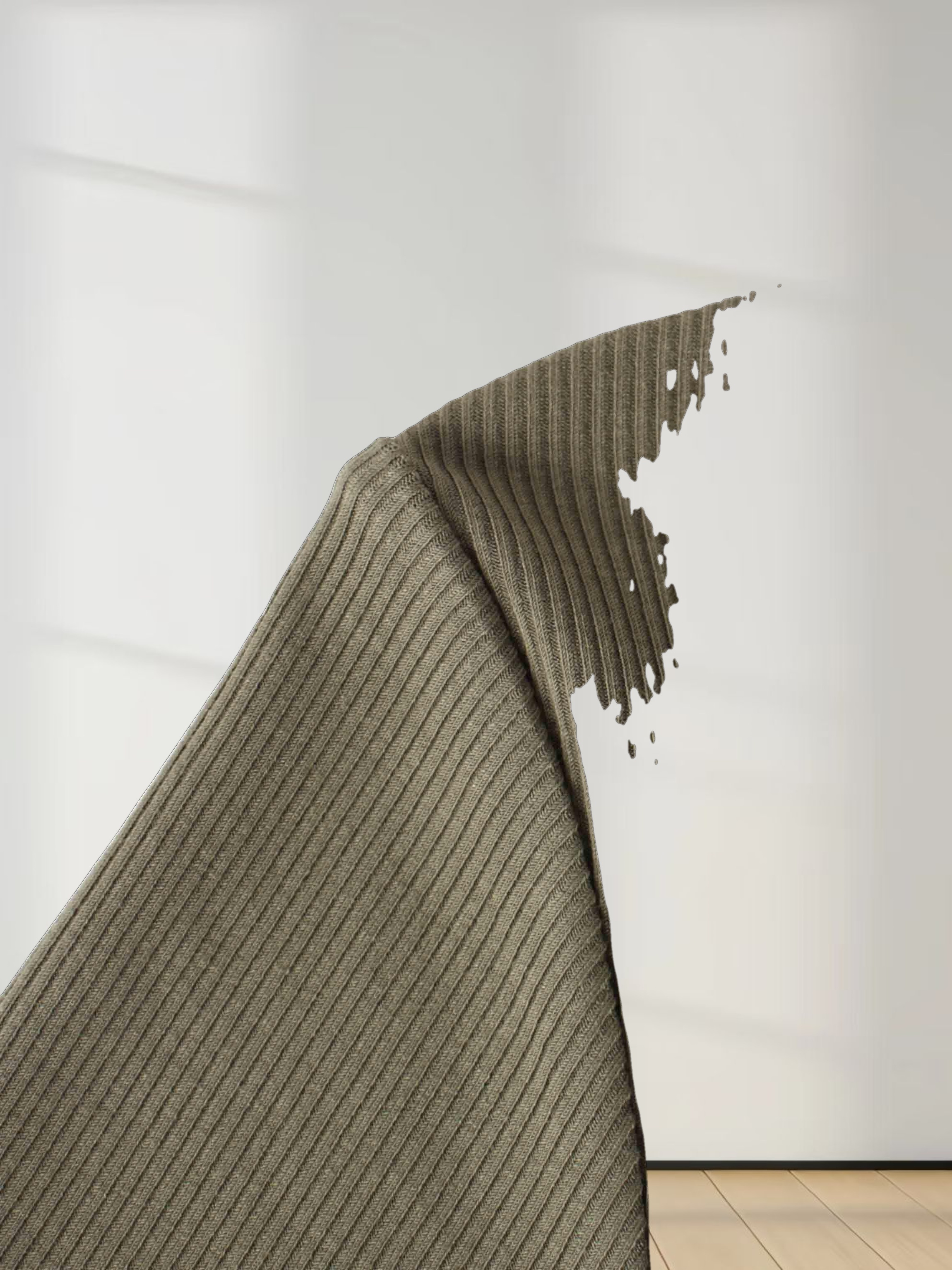 RIBBED HIGH V TEE LS-CAMOUFLAGE GREEN