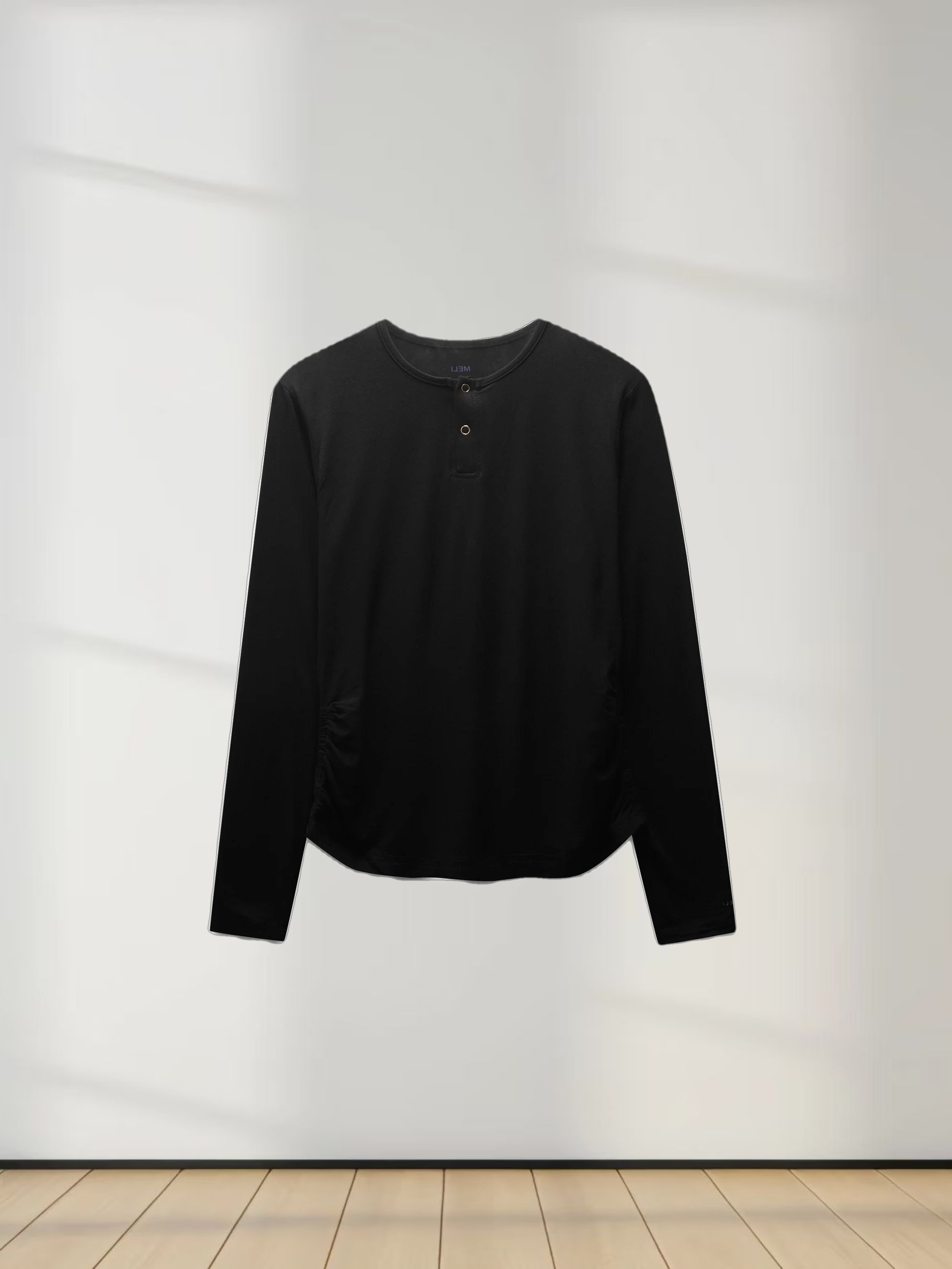 SIDE ELASTIC TEE-BLACK