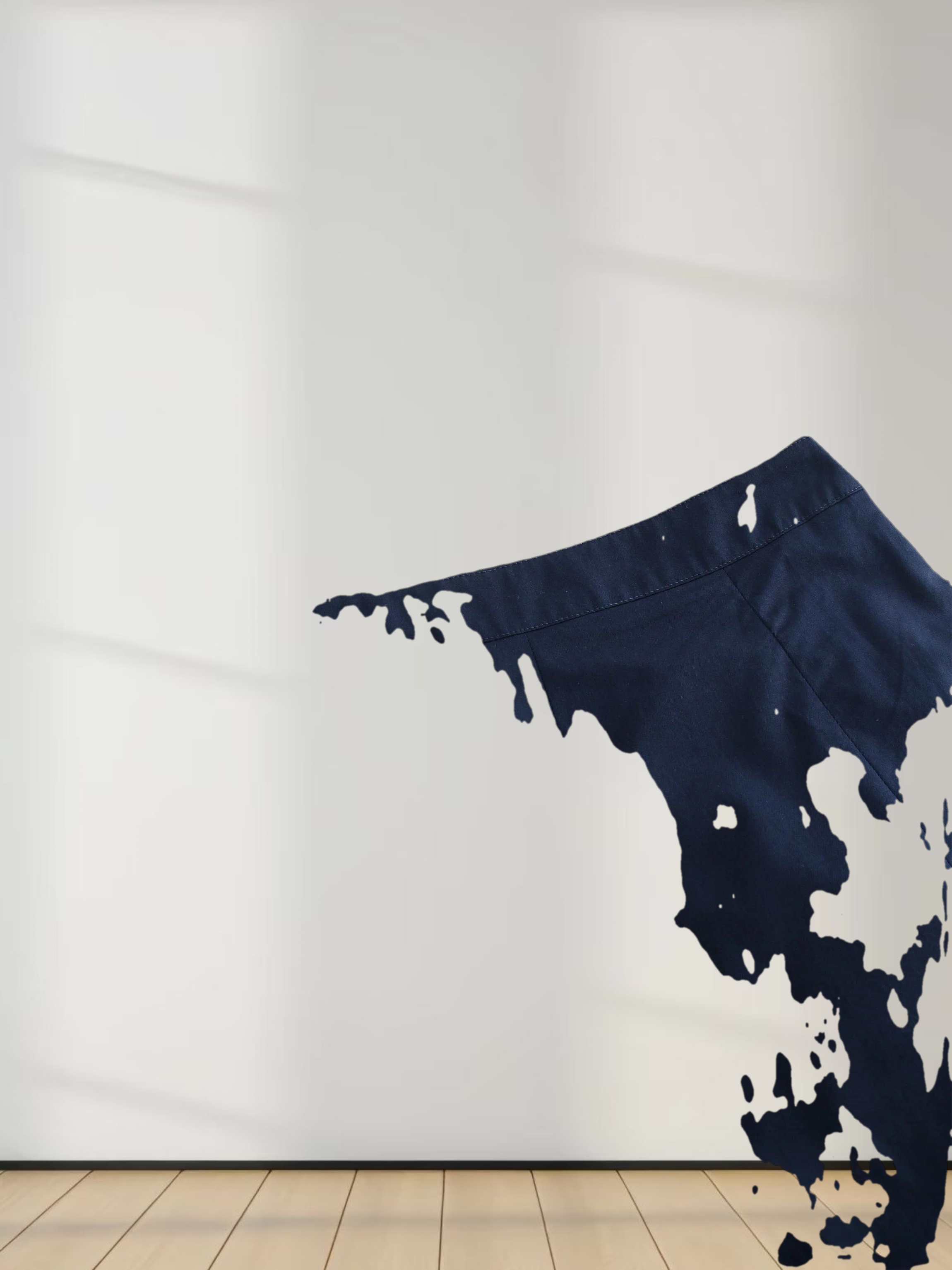 Stitch Down Cotton Pleated Skirt-Navy