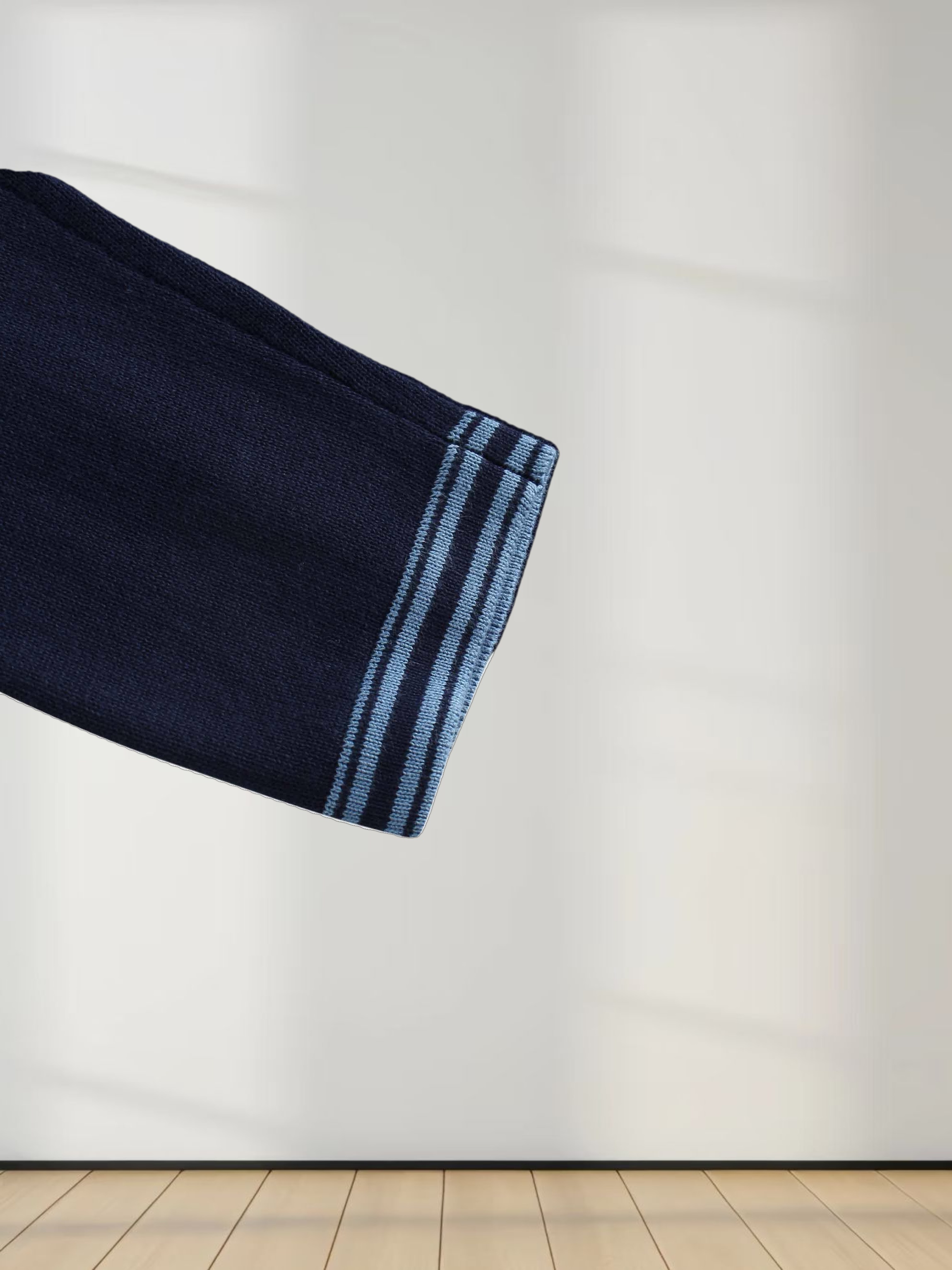 Ruffle Detail Sweater-Navy/Light Blue