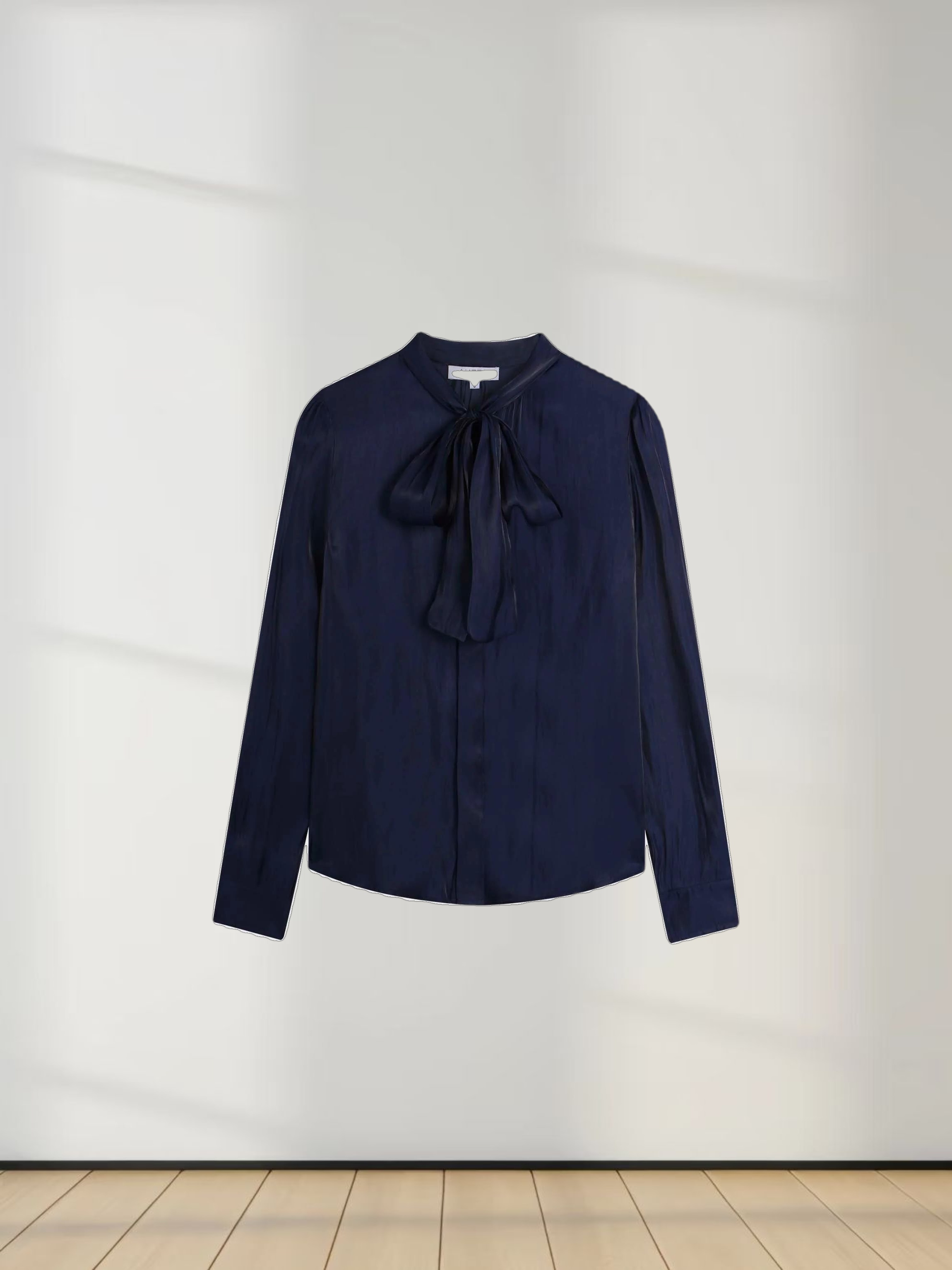 Shimmer Tie Blouse-Navy