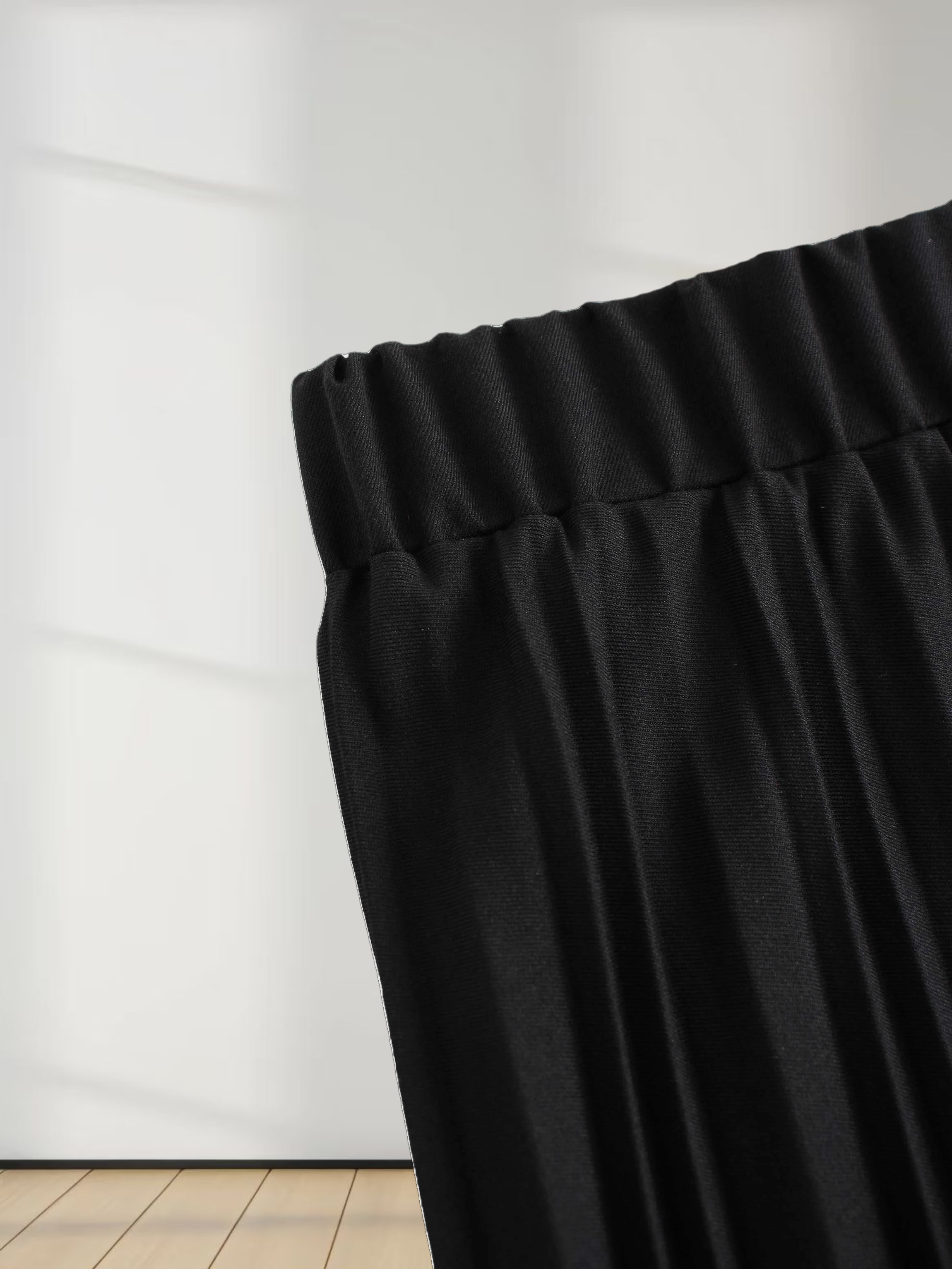Mix Pleat Skirt-Black