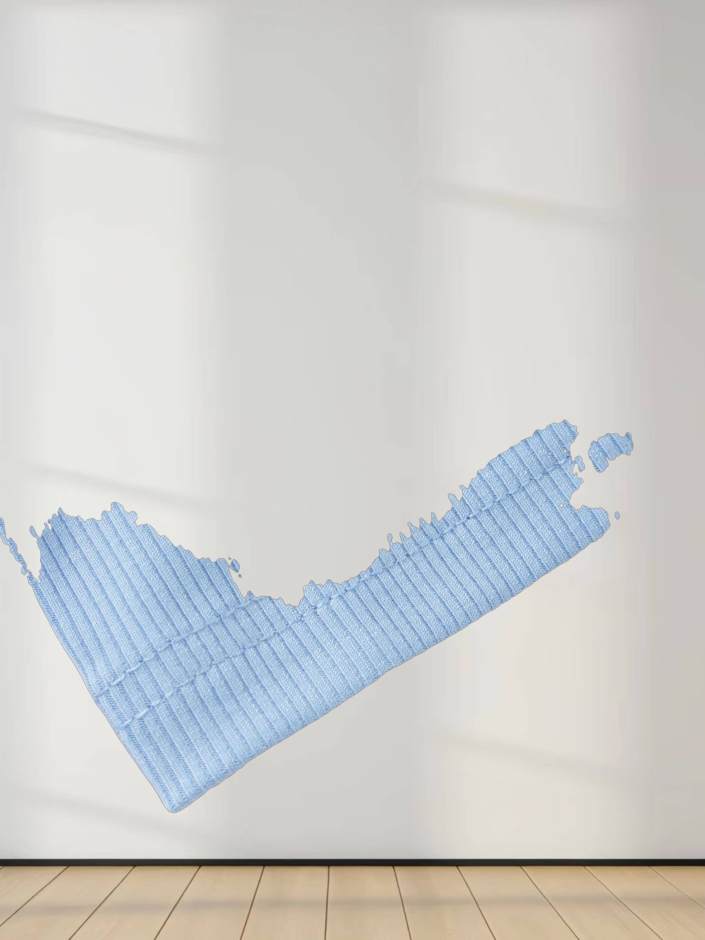 High V Ribbed Tee LS-Soft Blue