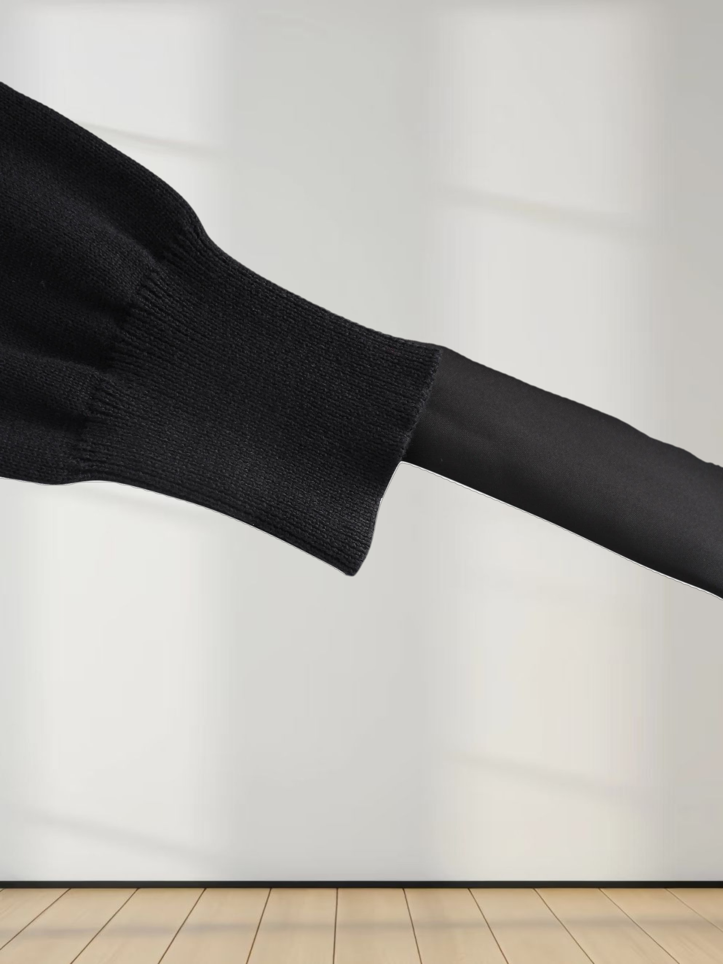 Knit Top Mock Neck Dress-Black