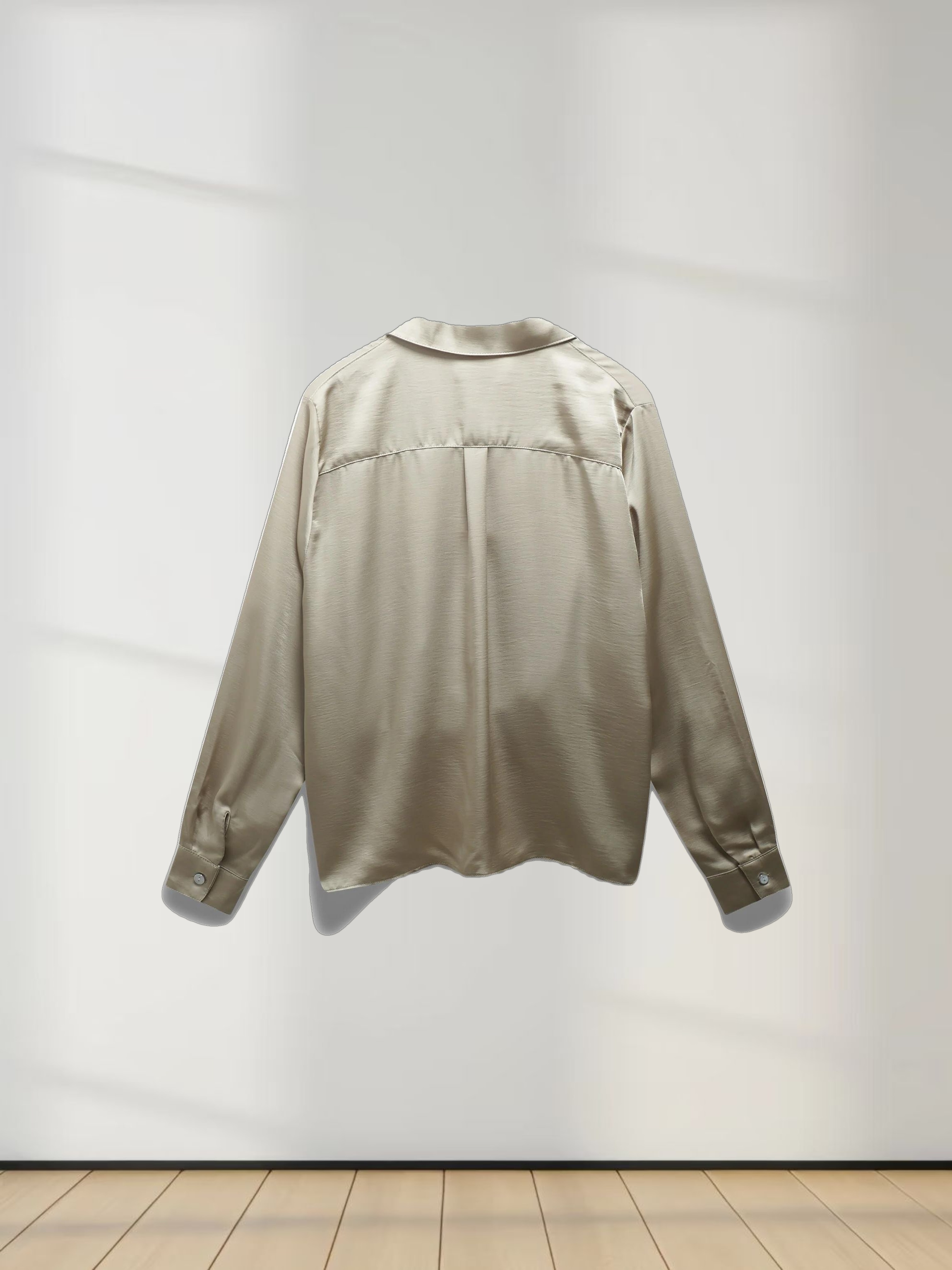 High/Low Faux Satin Crossover Top-Celery Green