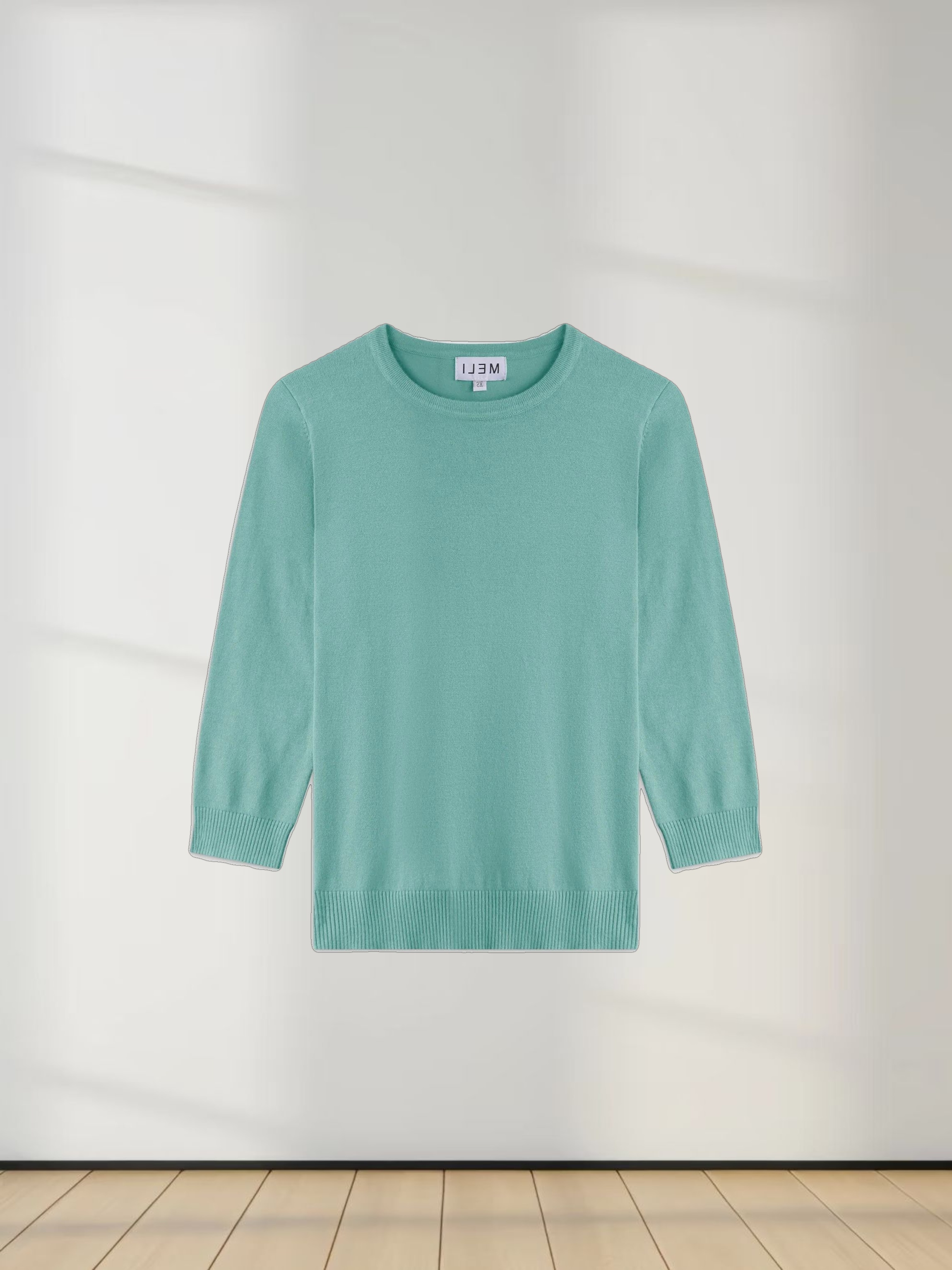 Basic Crew Sweater 3Q-Seafoam