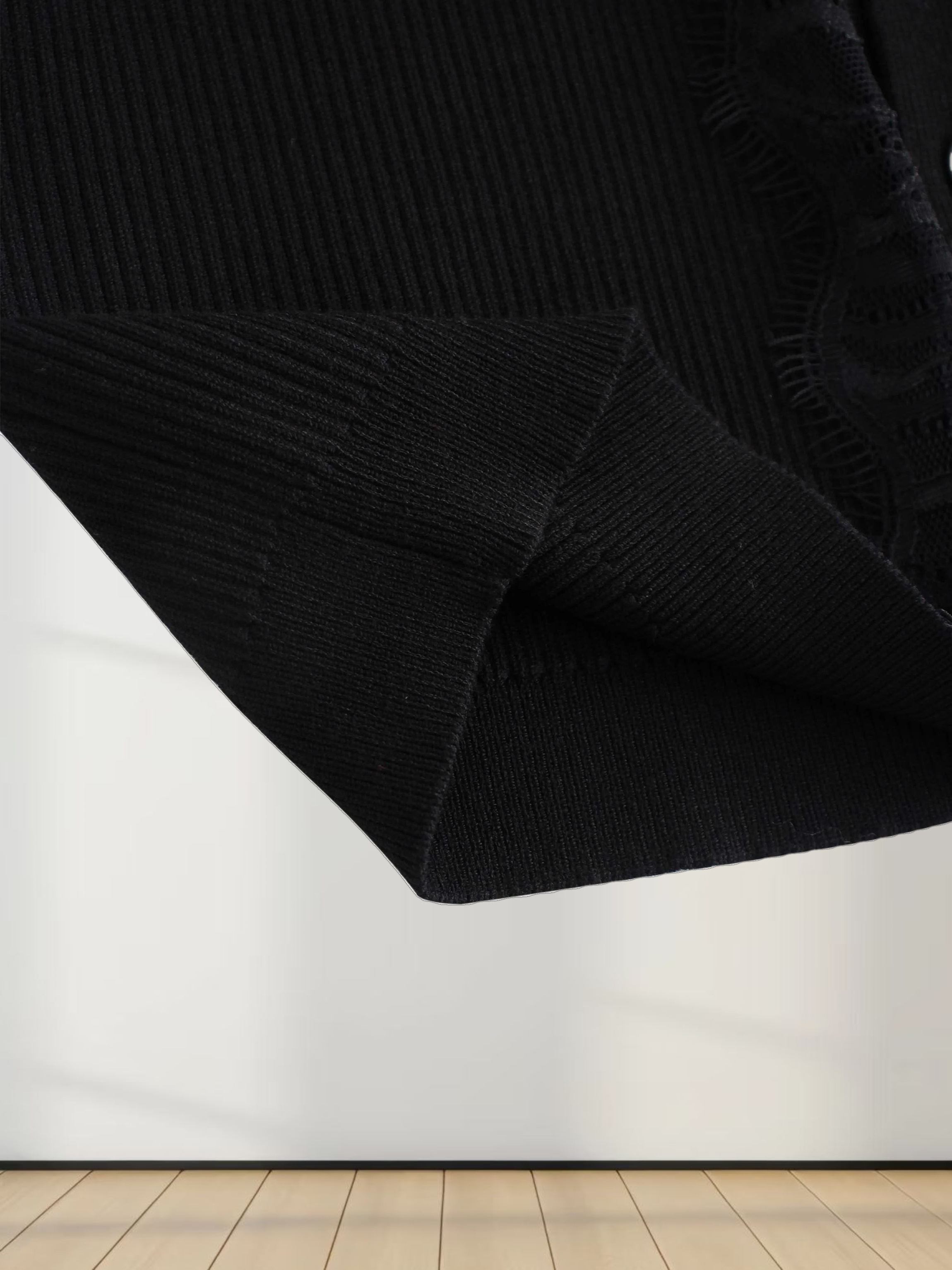 Lace Trimmed Sweater-Black