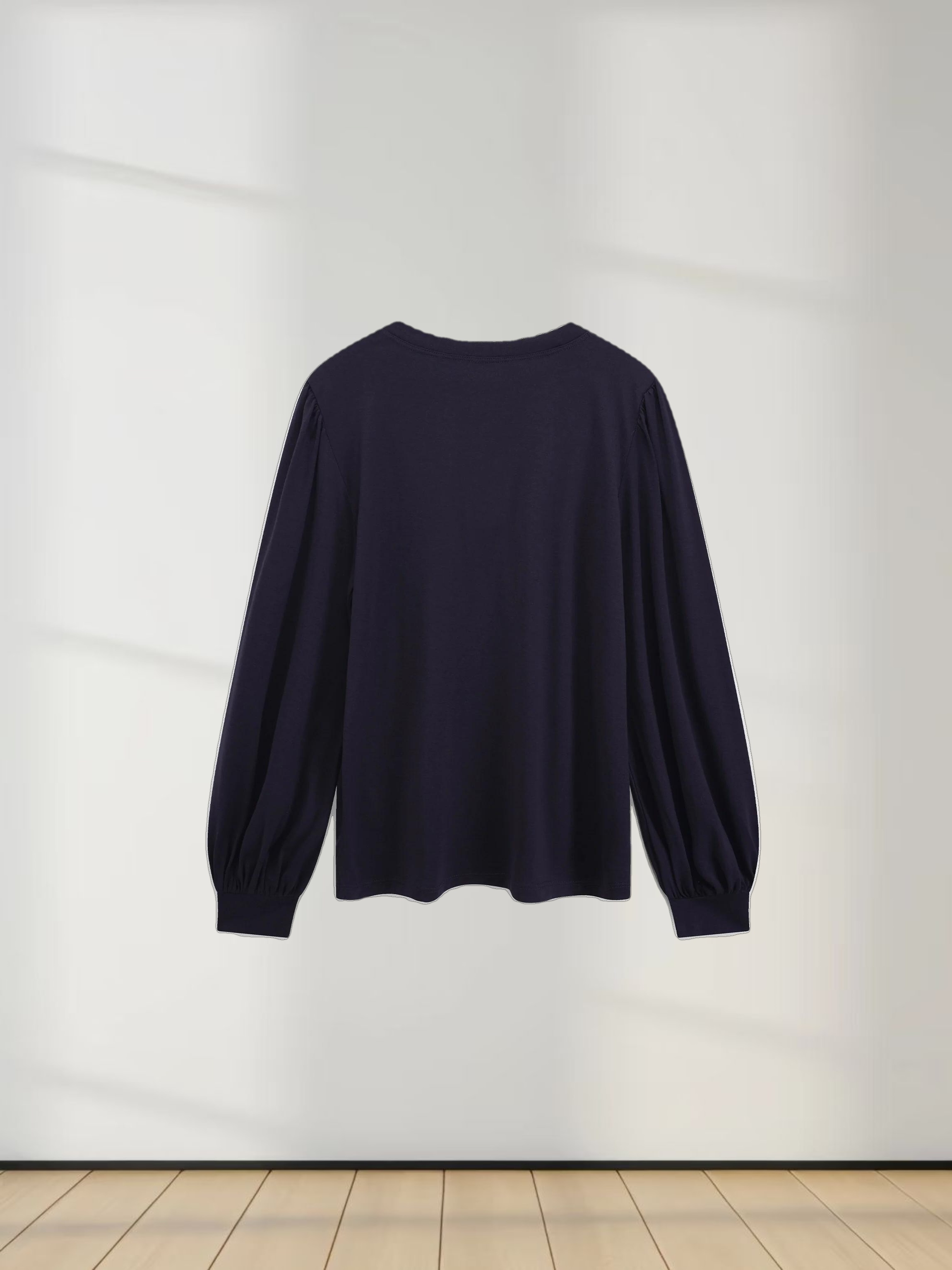 Bubble Sleeve T-Shirt-Navy