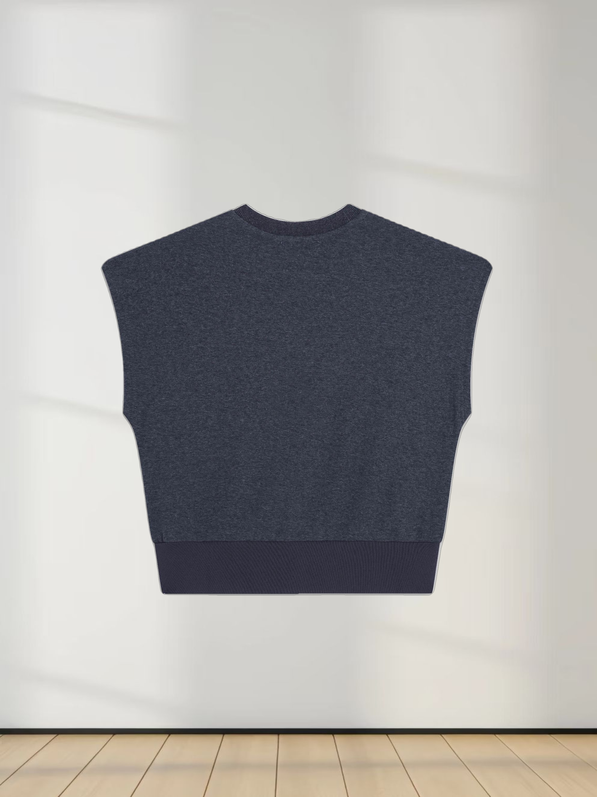 Sweatshirt Crop Vest-Heathered Grey