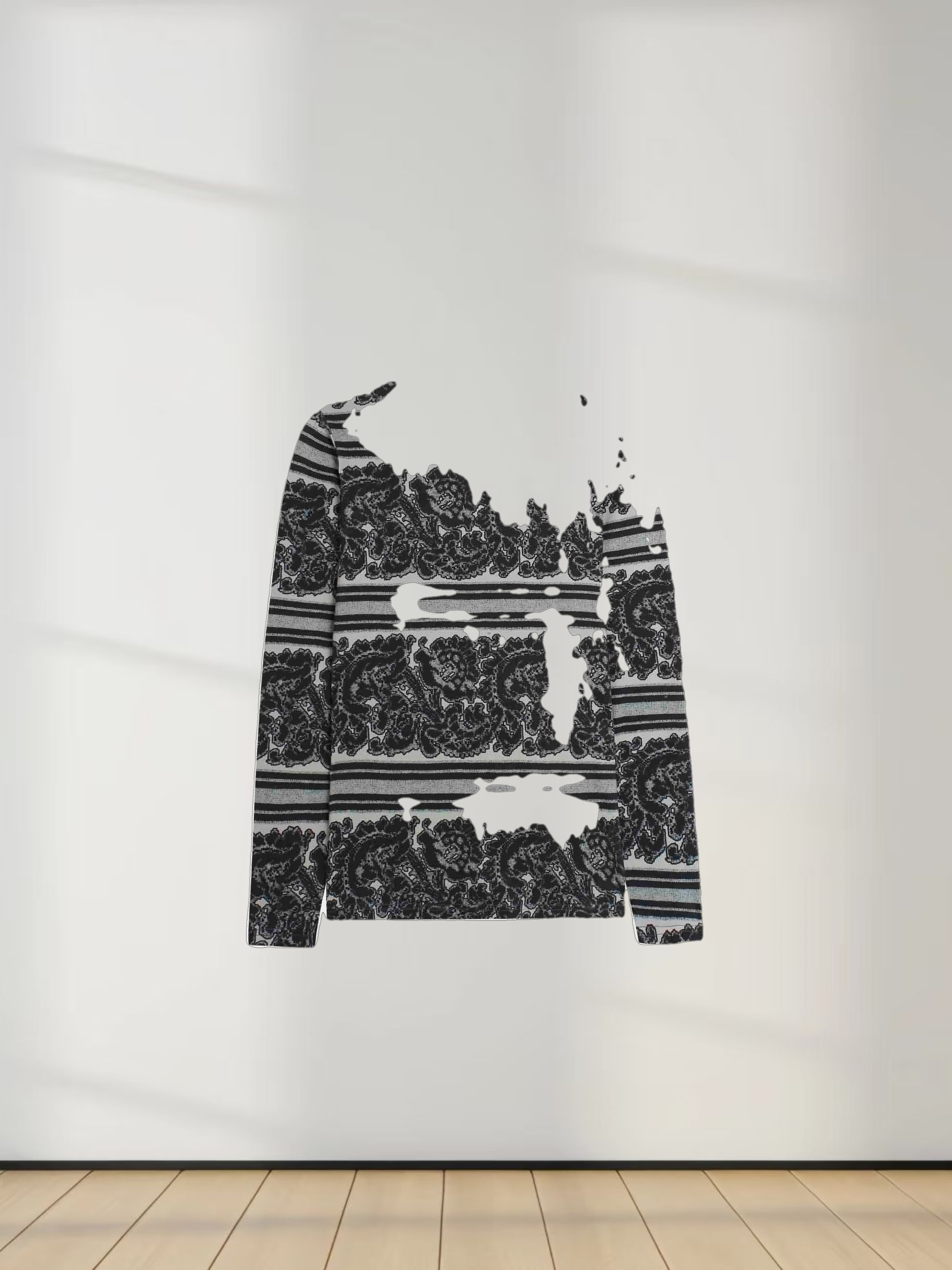 Printed Modal Turtleneck-Paisley Grey