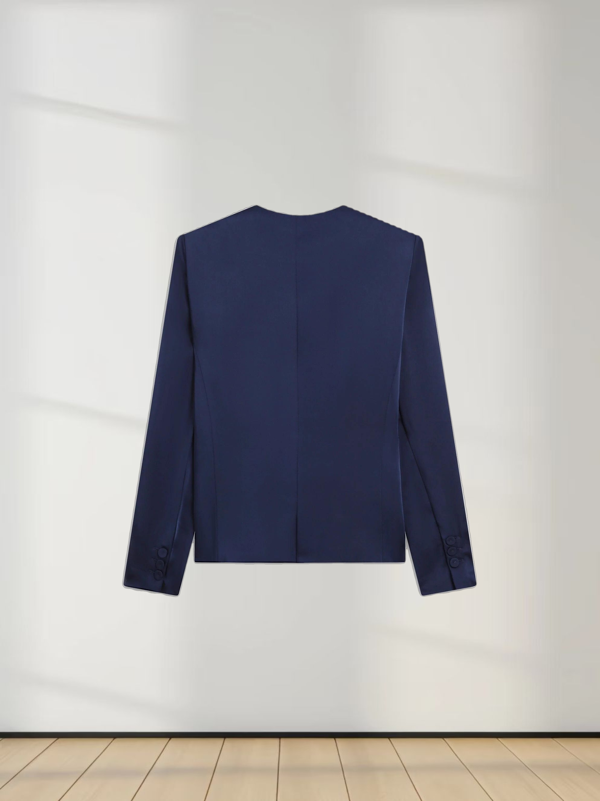Satin Evening Blazer-Navy