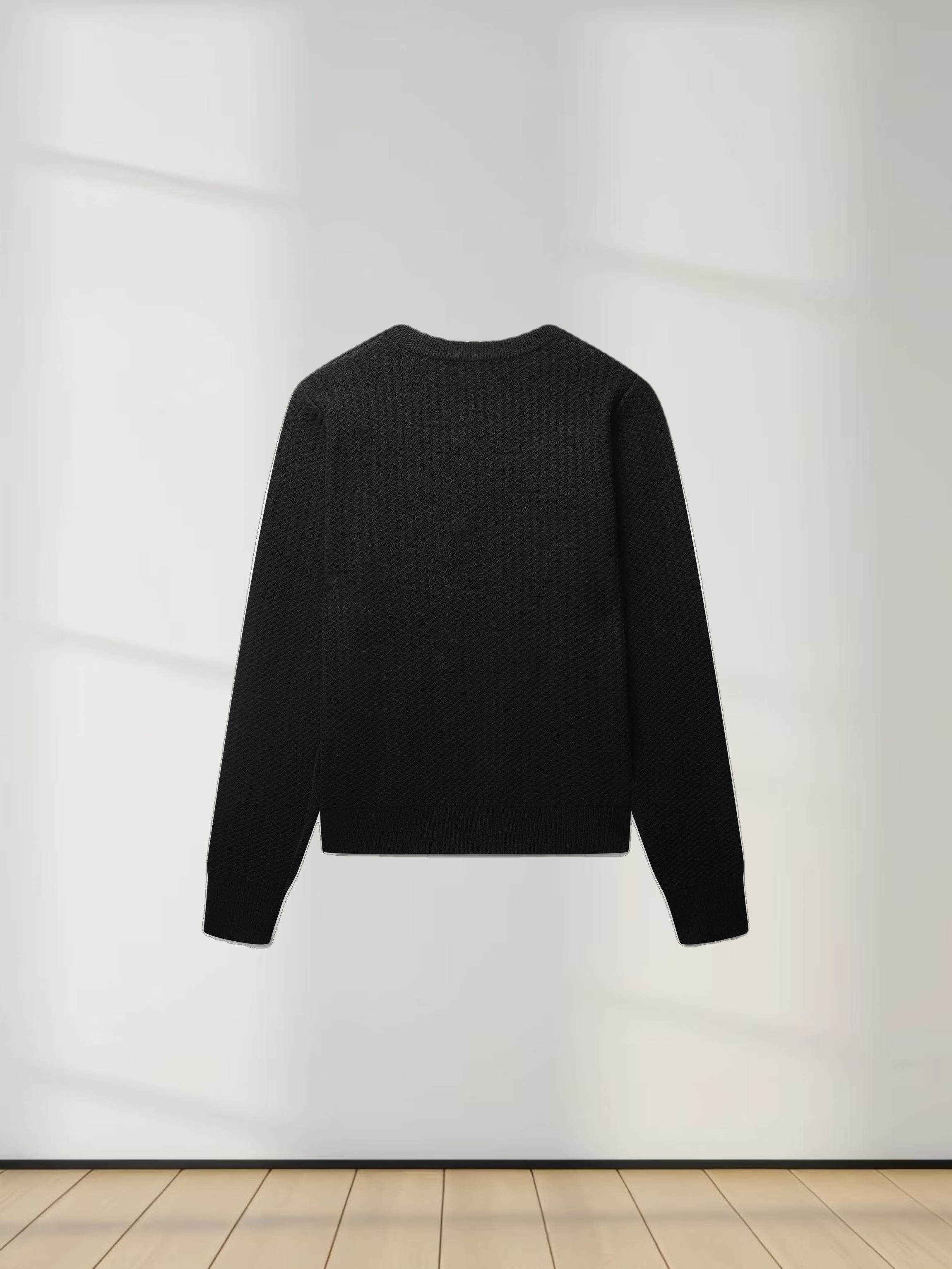 Waffle Wave Sweater- Solid Black